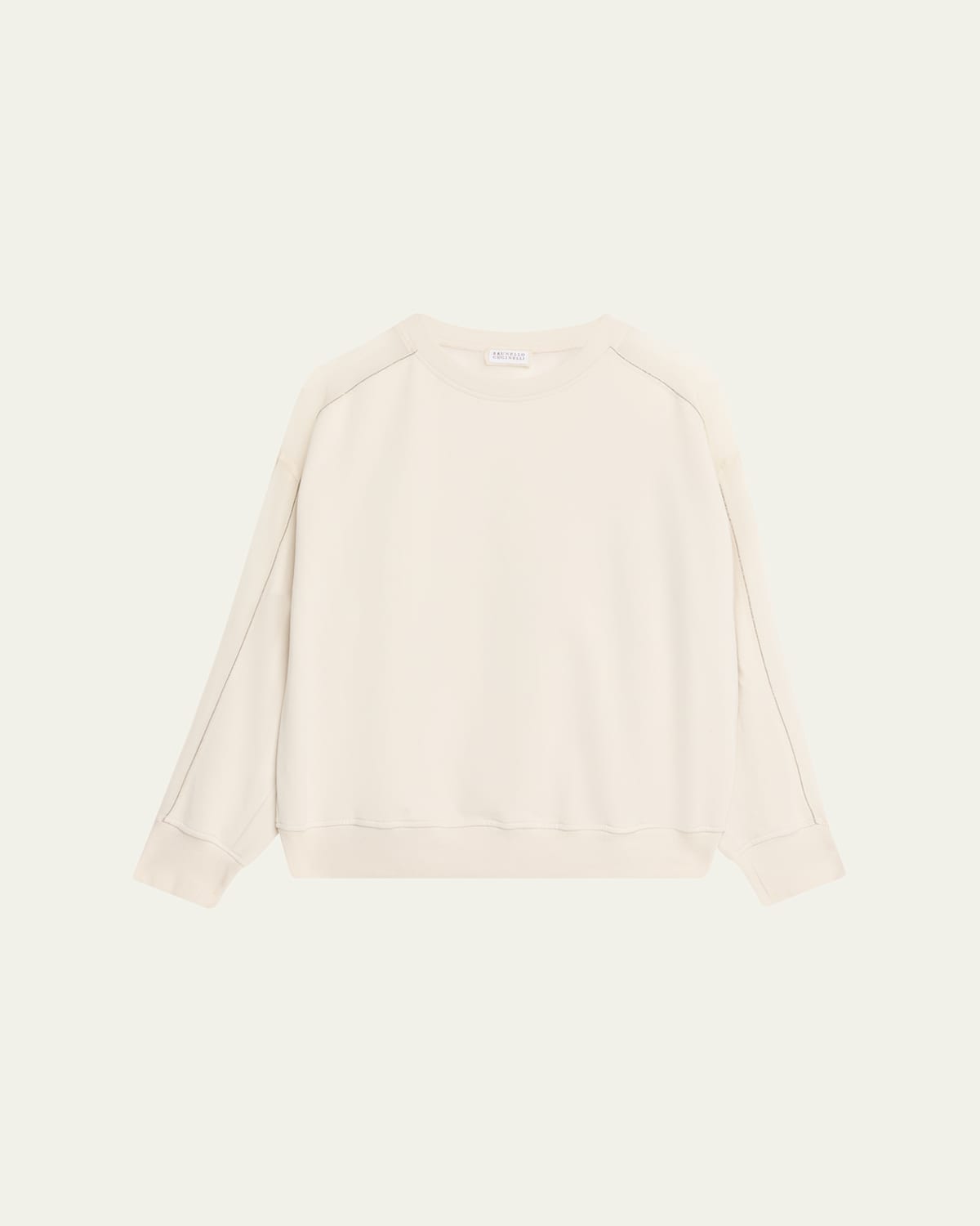 Brunello Cucinelli Sheer-sleeve Sweatshirt In White
