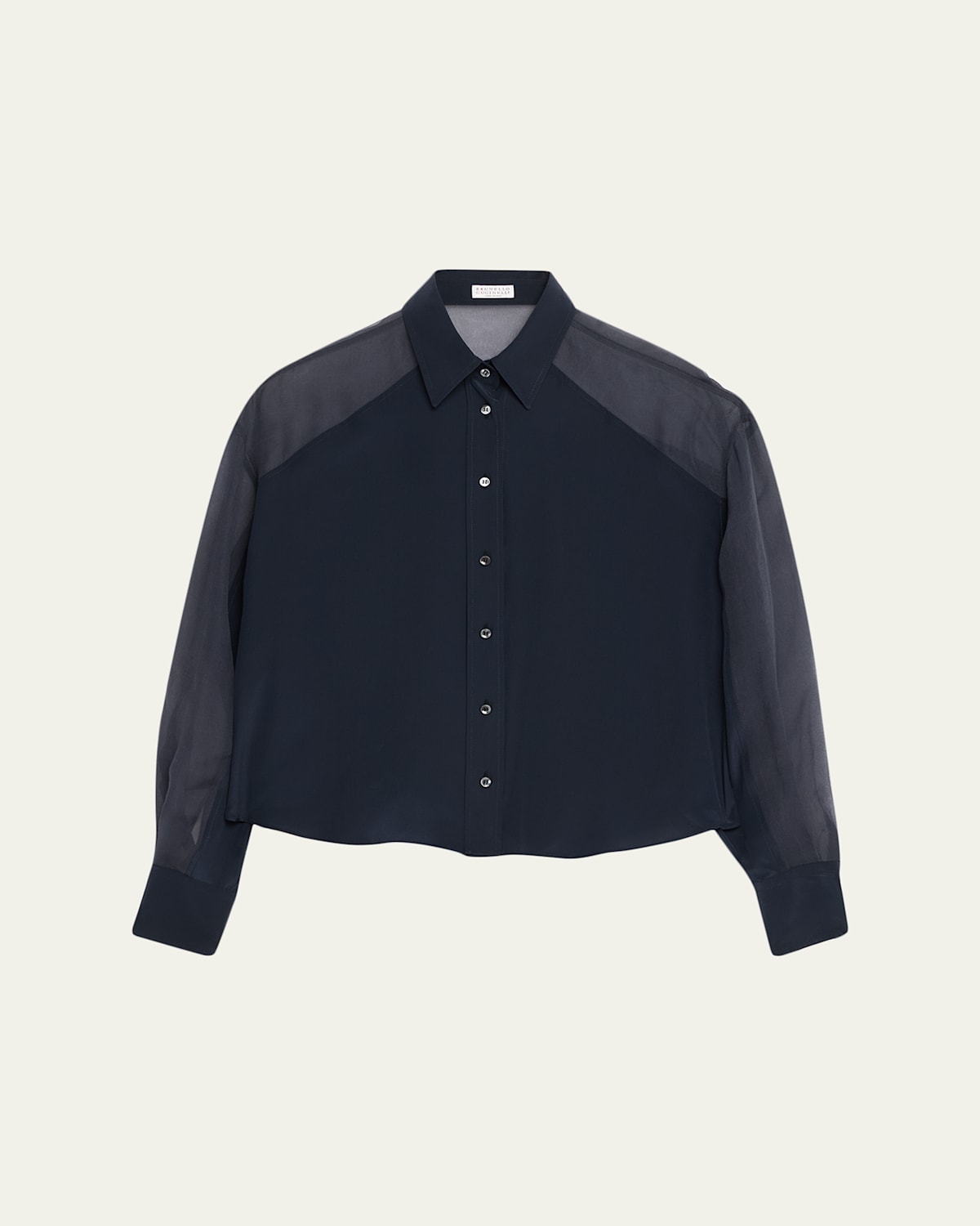 Brunello Cucinelli Chiffon Raglan Sleeve Button-down Shirt In Animal Print