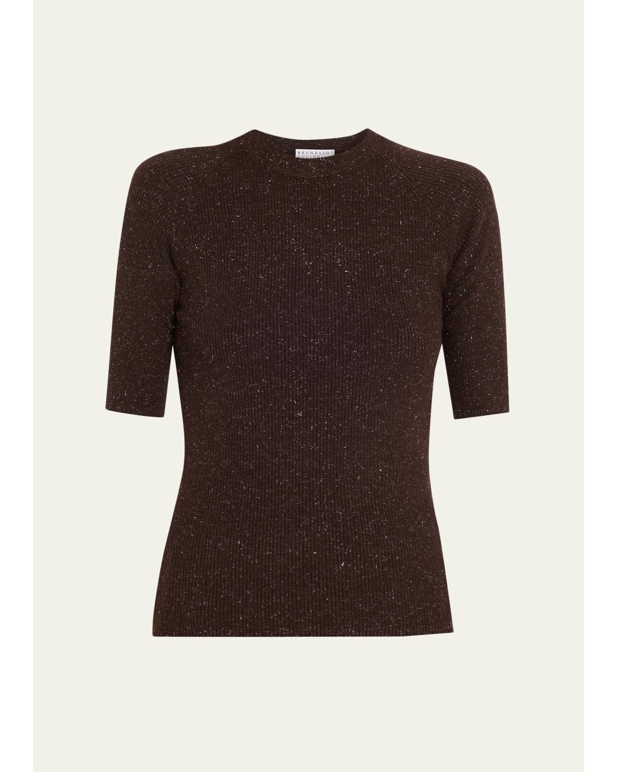 Rib Short-Sleeve Crewneck Sweater