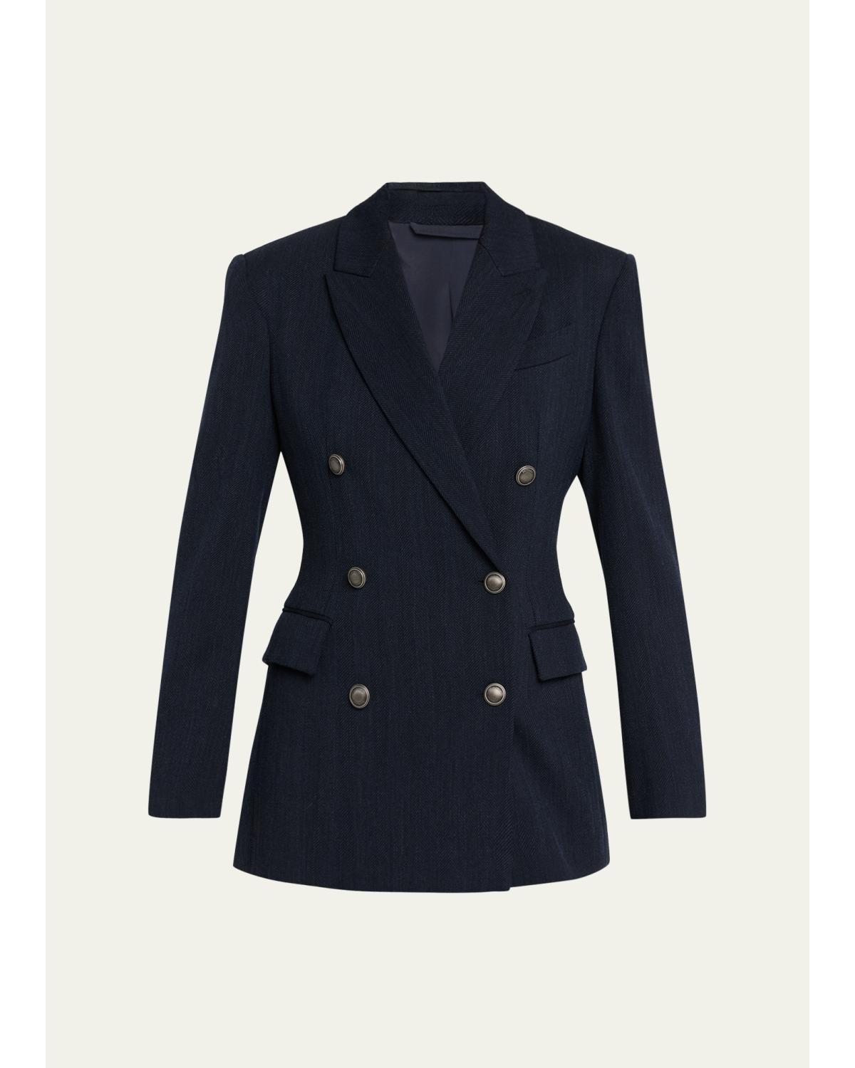 Herringbone Double-Breasted Jacket
