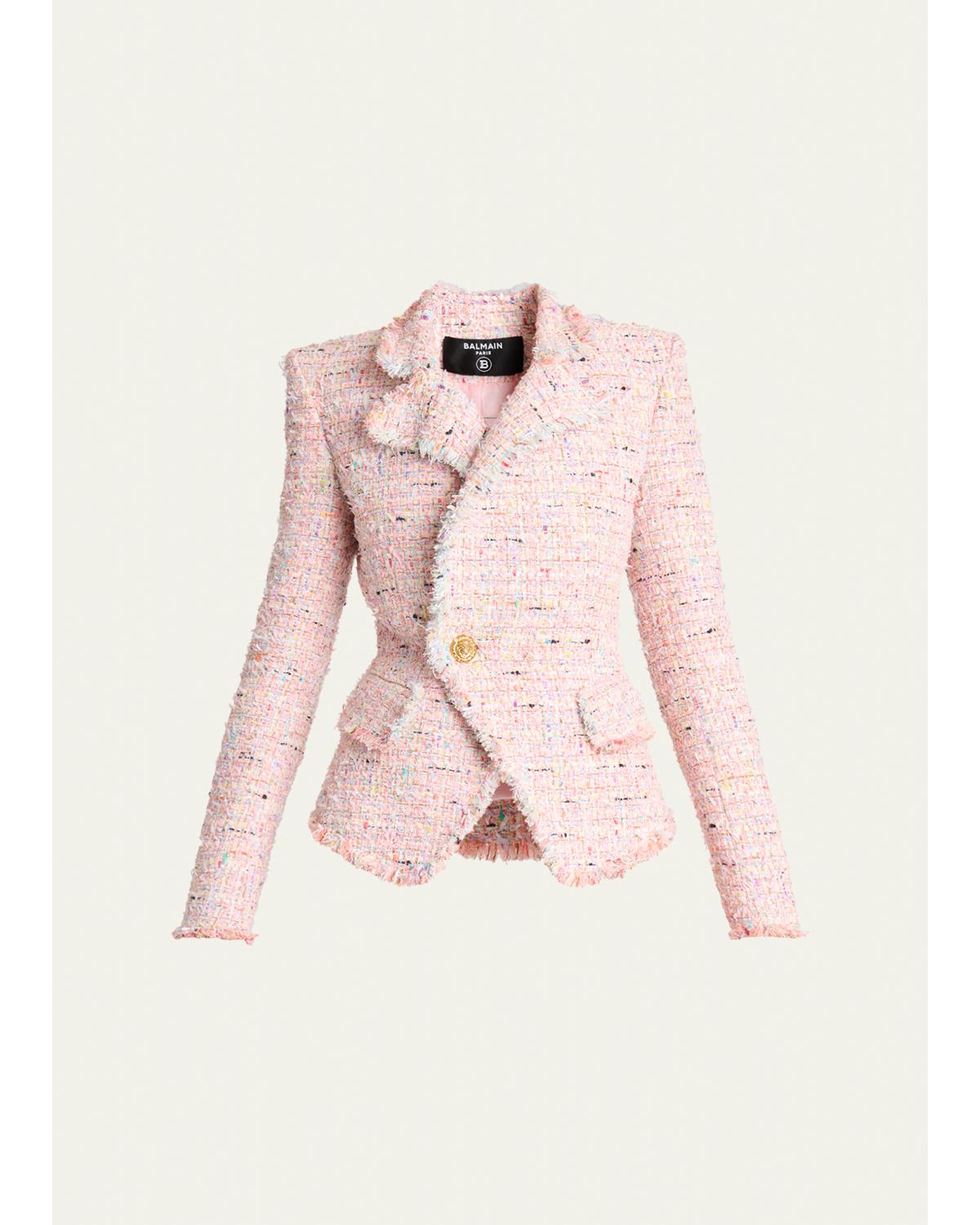 Lion Head Single-Breasted Tweed Jacket