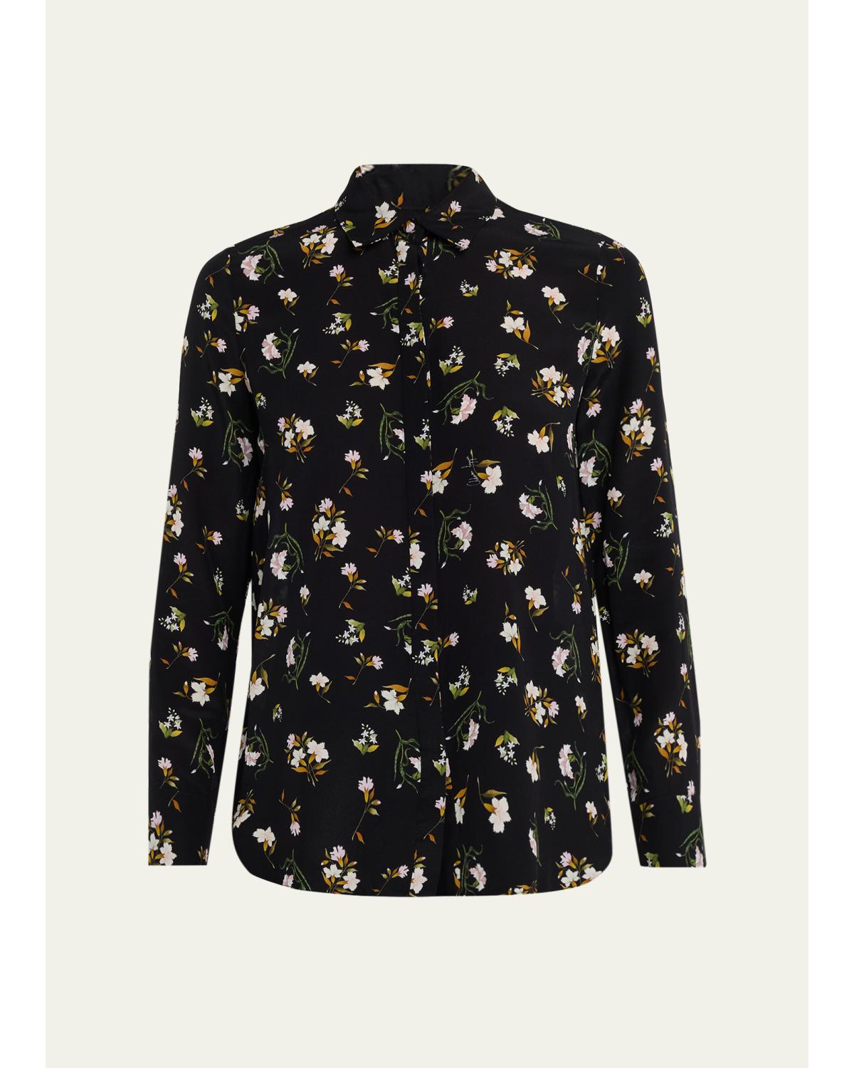 Mathias Floral Silk Crepe De Chine Button-Down Shirt