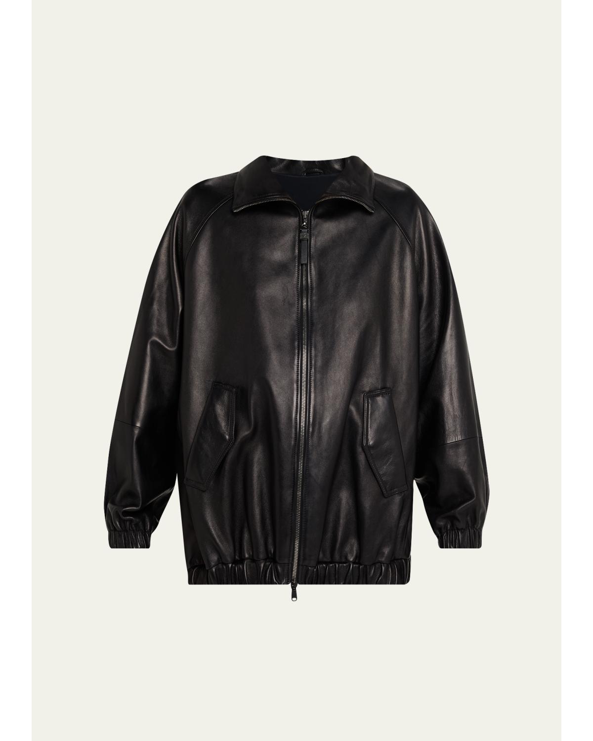 Leather Zip-Front Jacket