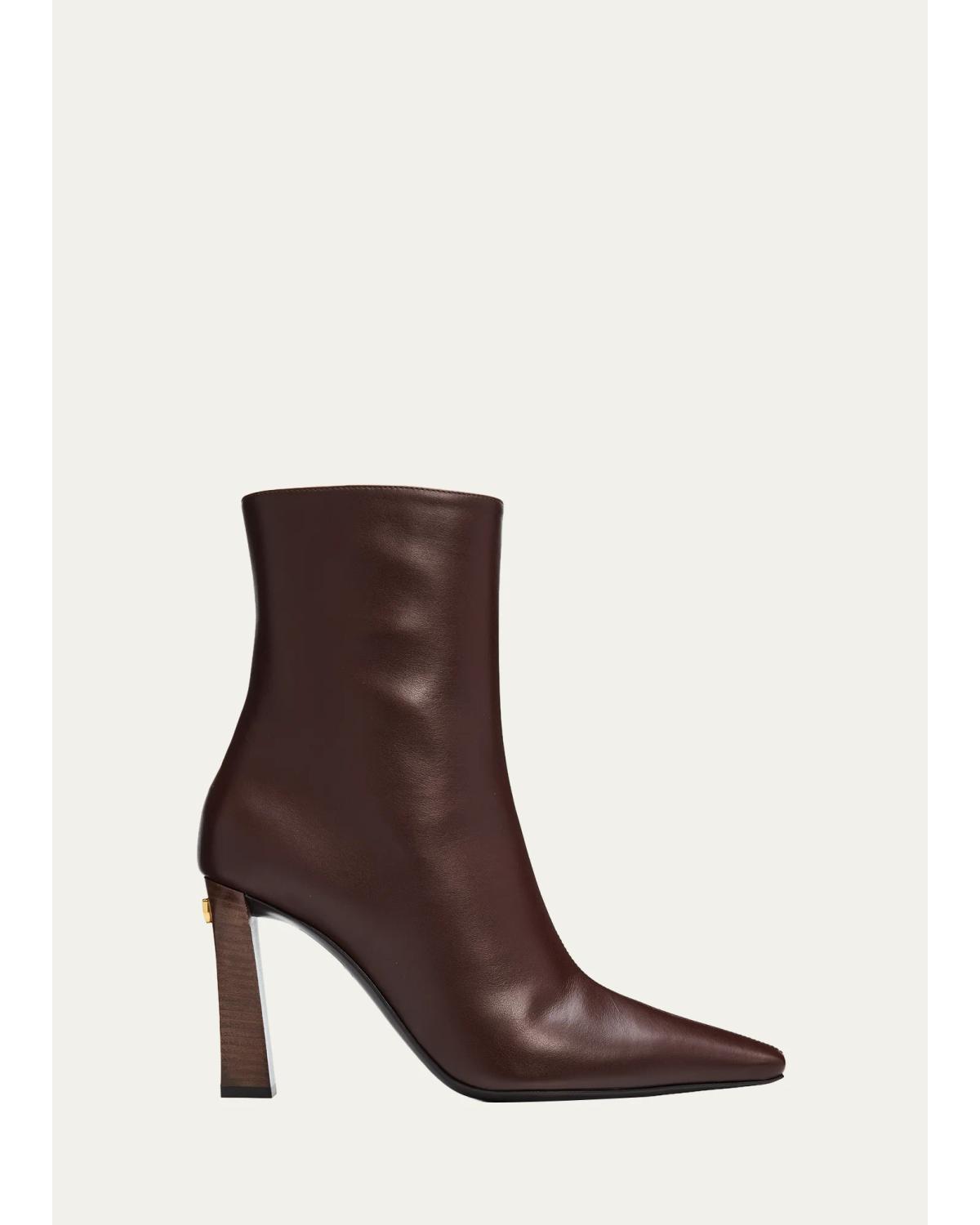 90Mm Stretch Leather Ankle Booties