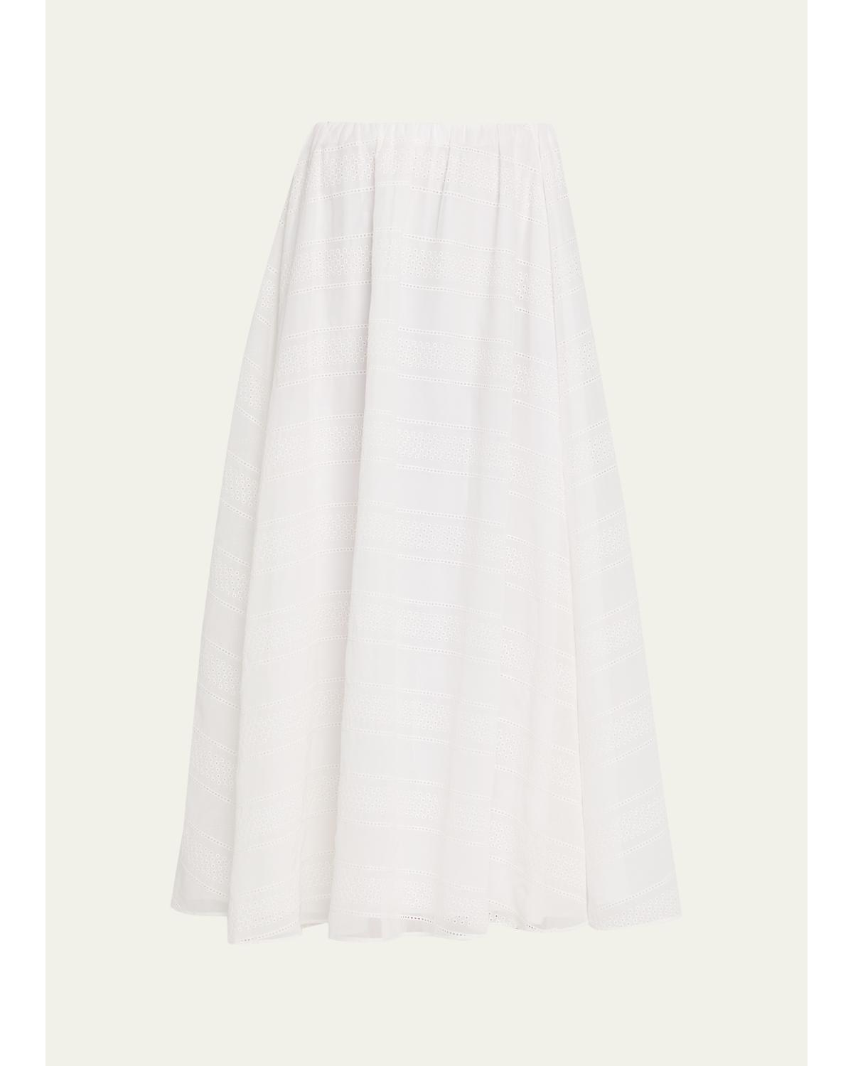 Long Eyelet Cotton Skirt