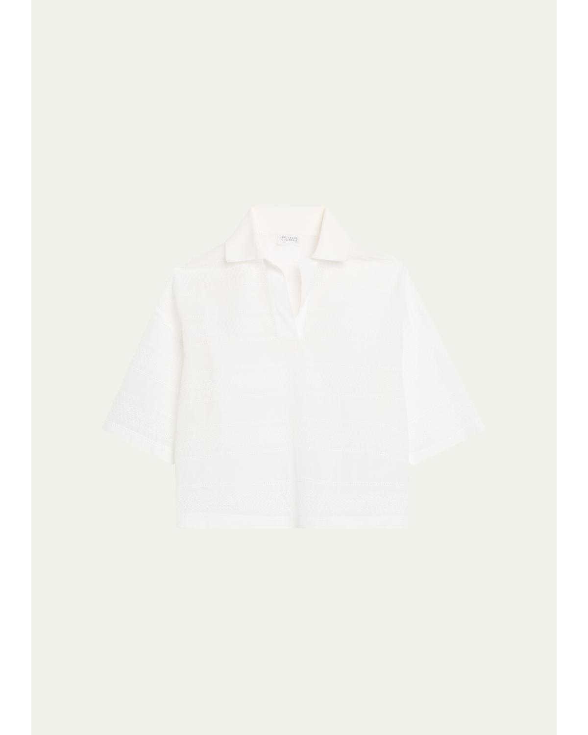Semi-Sheer Eyelet Cotton Shirt
