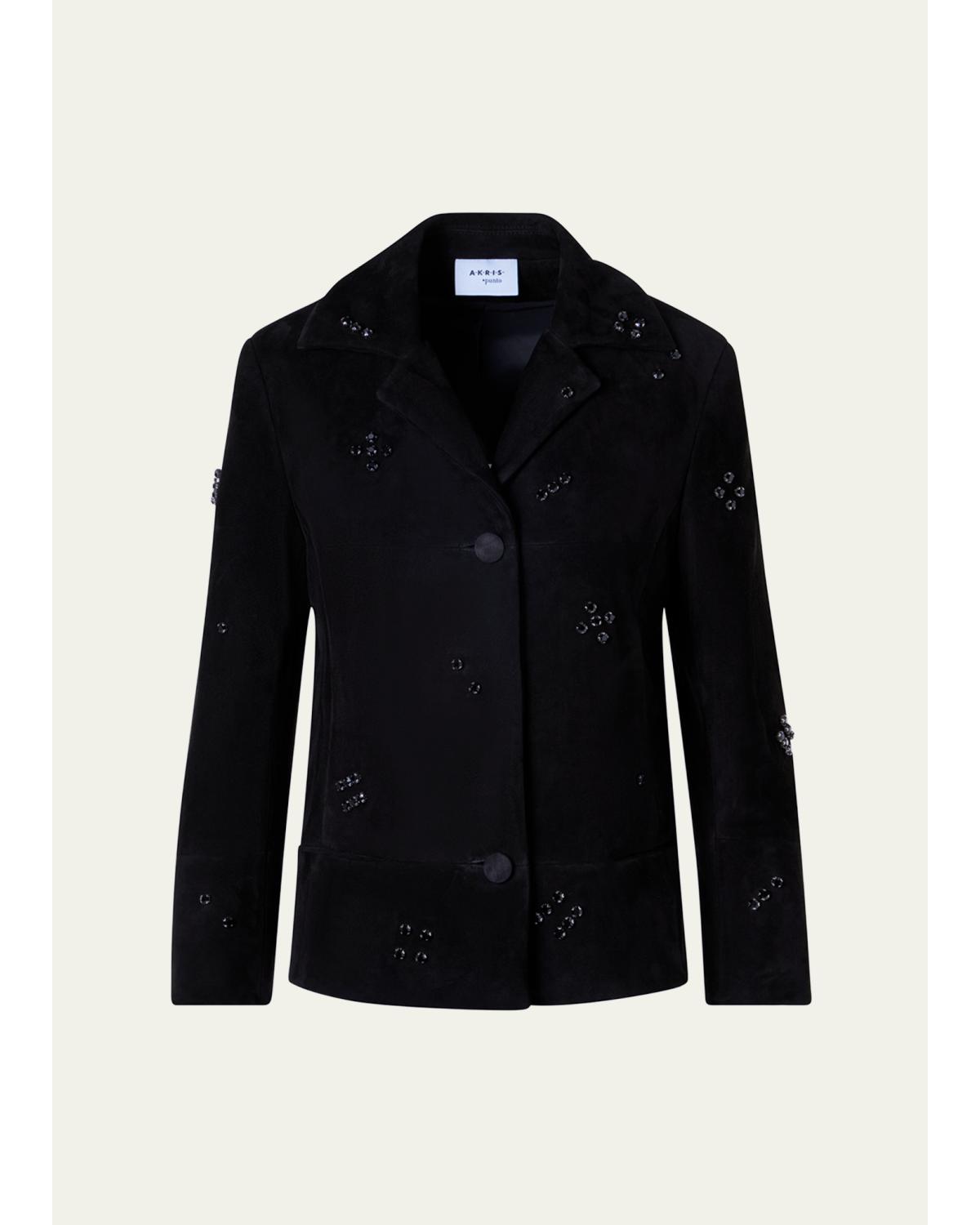 Crystal Goat Suede Single-Breasted Jacket
