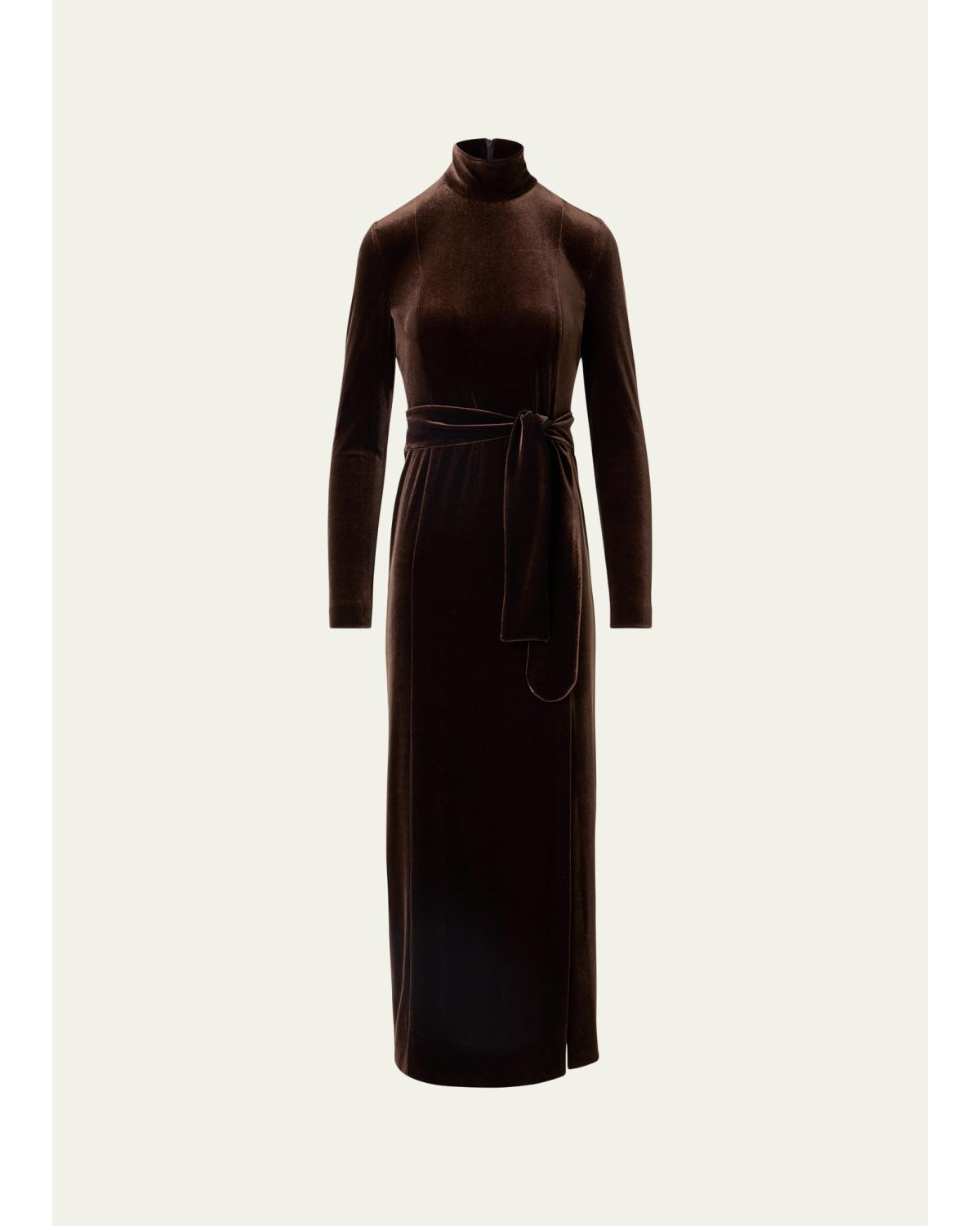 Techno Stretch Velvet Midi Dress