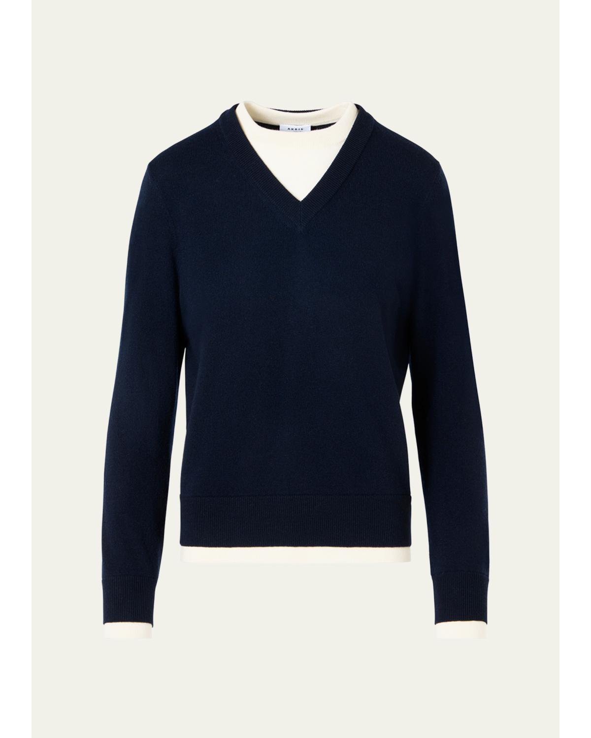 Layered Wool-Cashmere Sweater