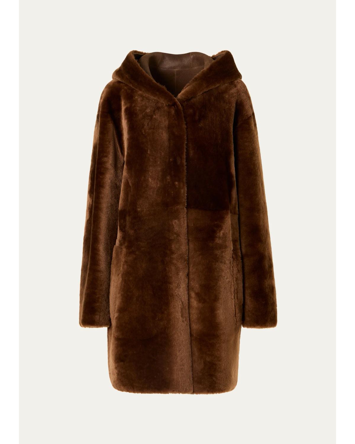 Hooded Shearling Oversized Coat