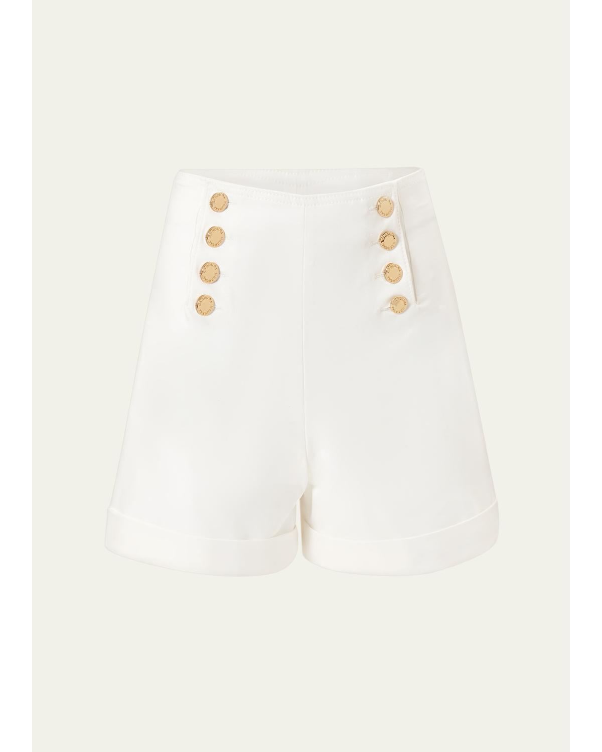 High-Rise Button-Front Sailor Shorts