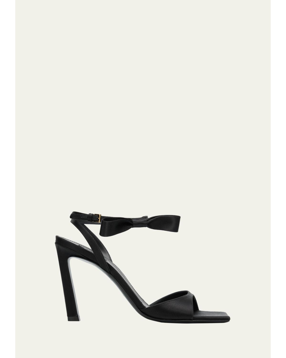 95Mm Naked Satin Ankle-Strap Sandals
