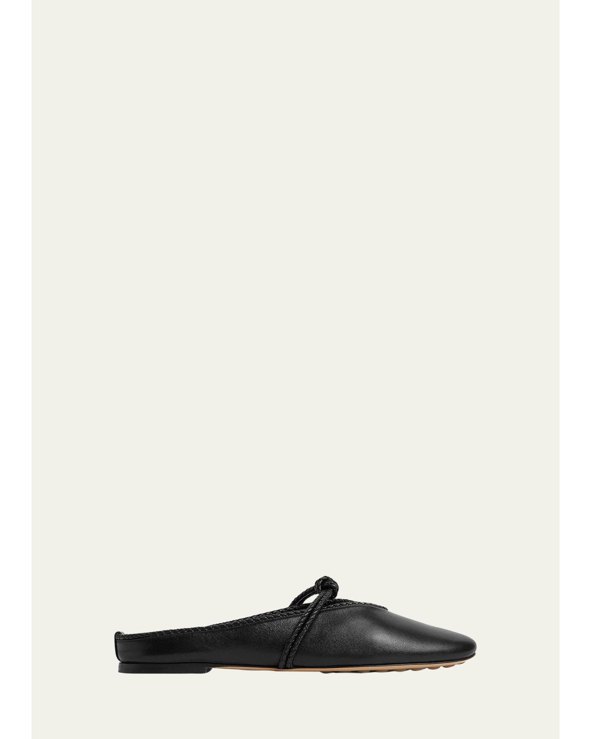 Lagoon Nappa Leather Knotted Mary Jane Ballerina Mules