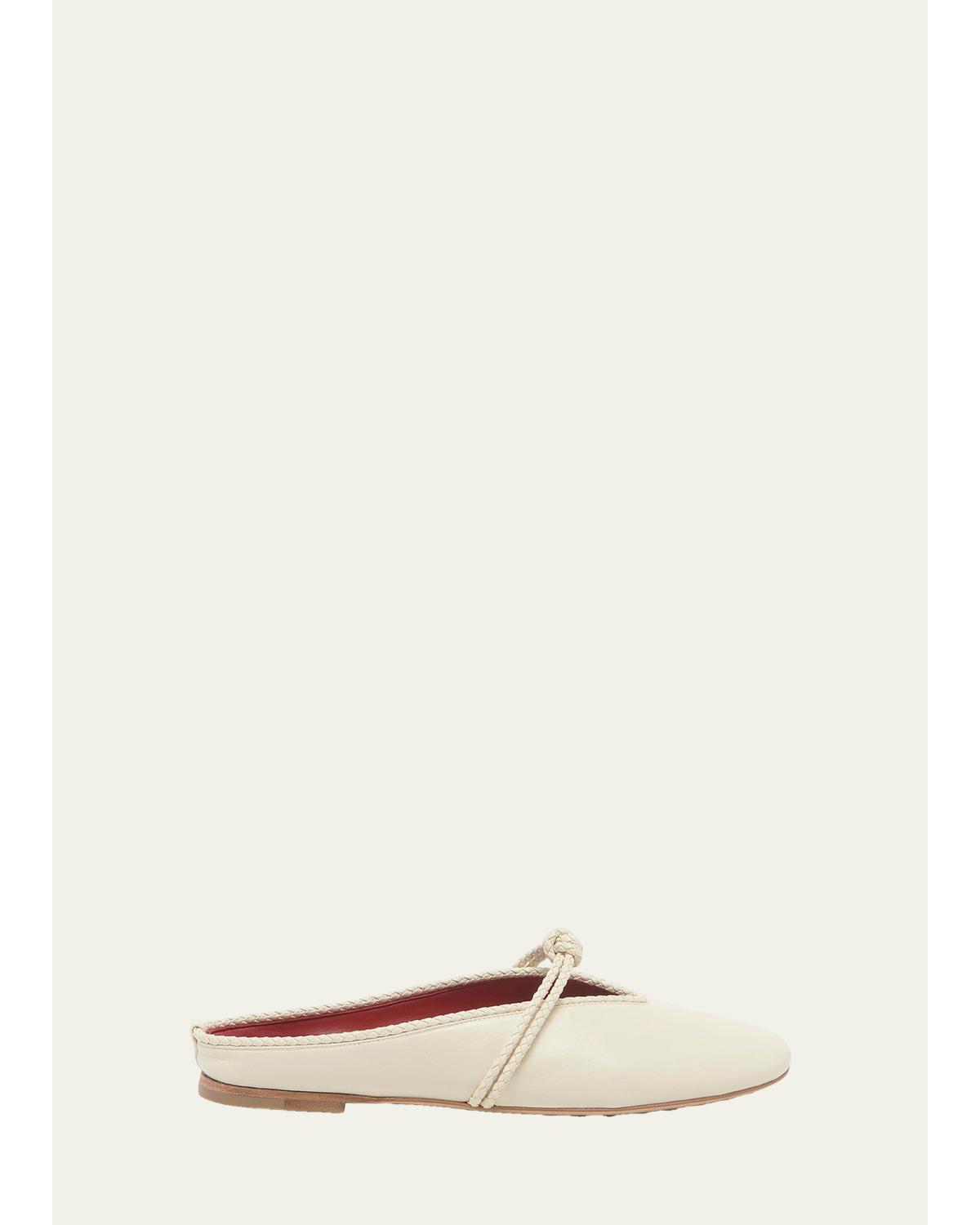 Lagoon Nappa Leather Knotted Mary Jane Ballerina Mules