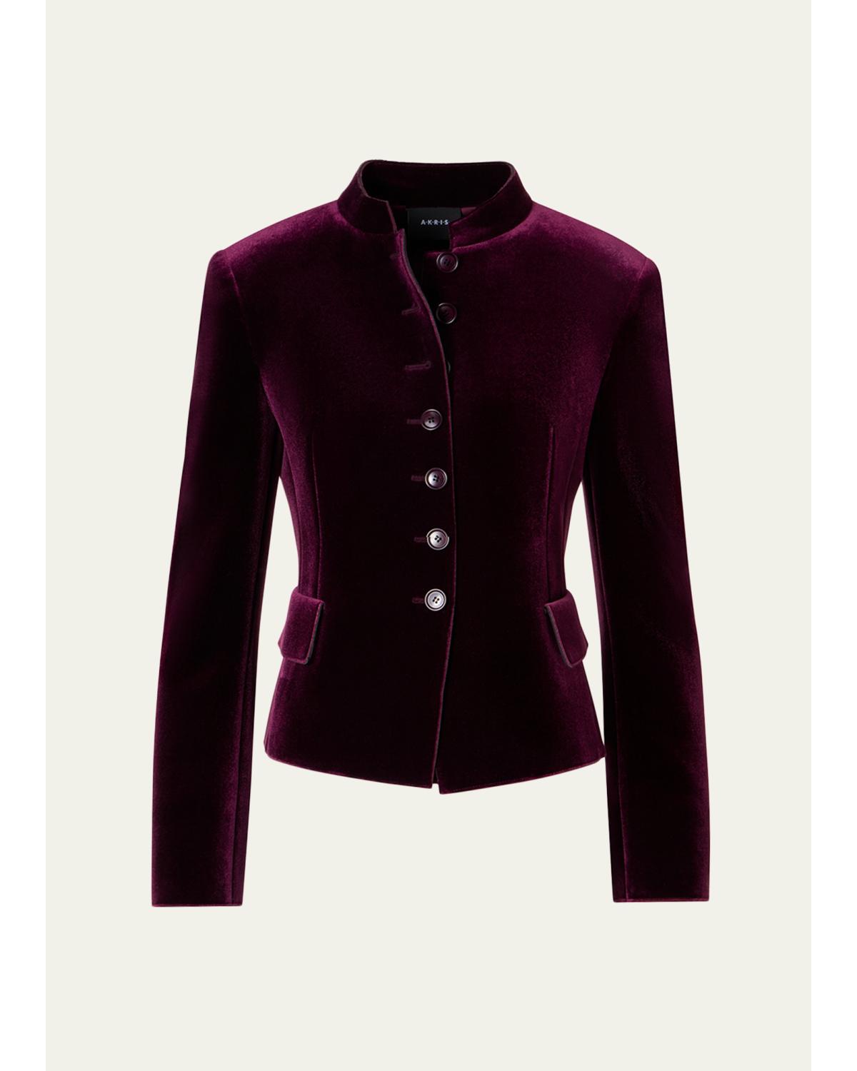 Deva Velvet Single-Breasted Fitted Jacket