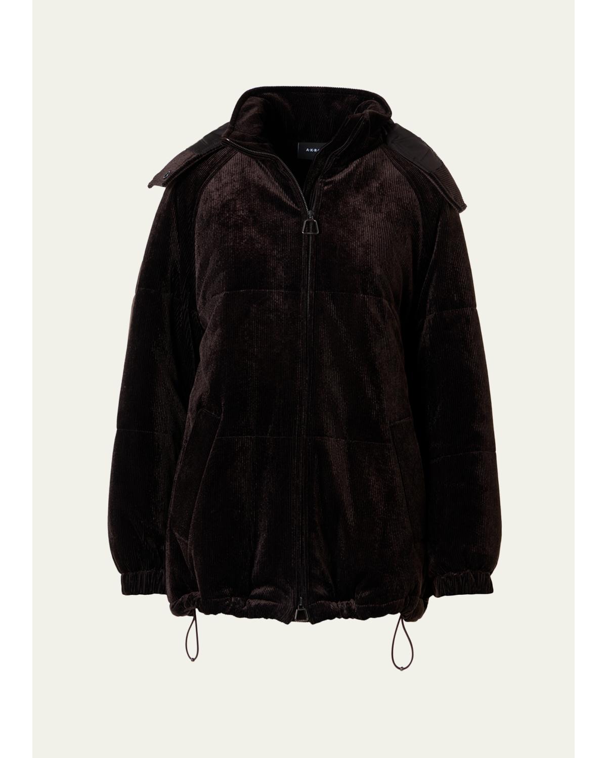 Wednesday Corduroy Oversized Parka Jacket With Detachable Hood