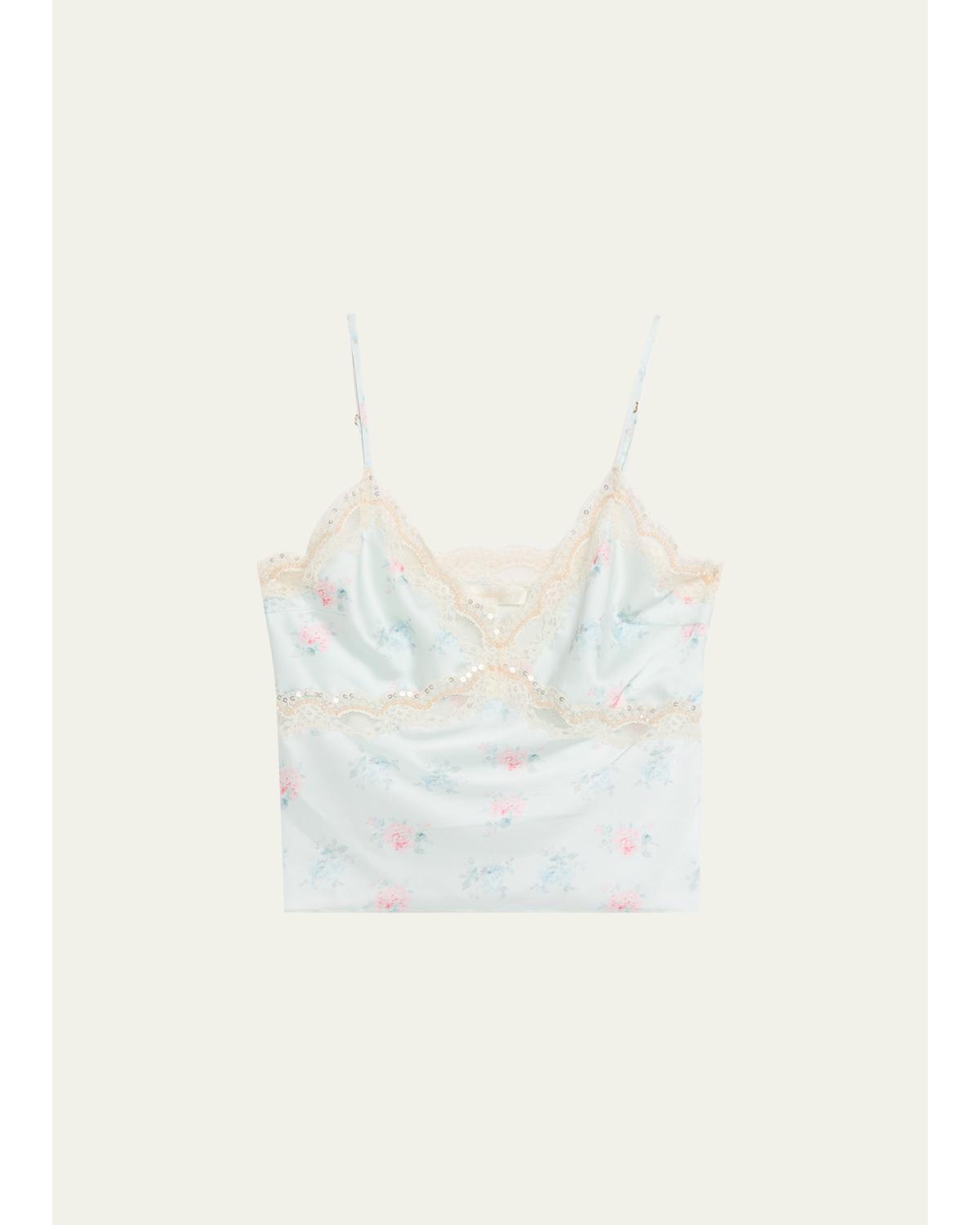 Lamora Floral Satin Tank Top