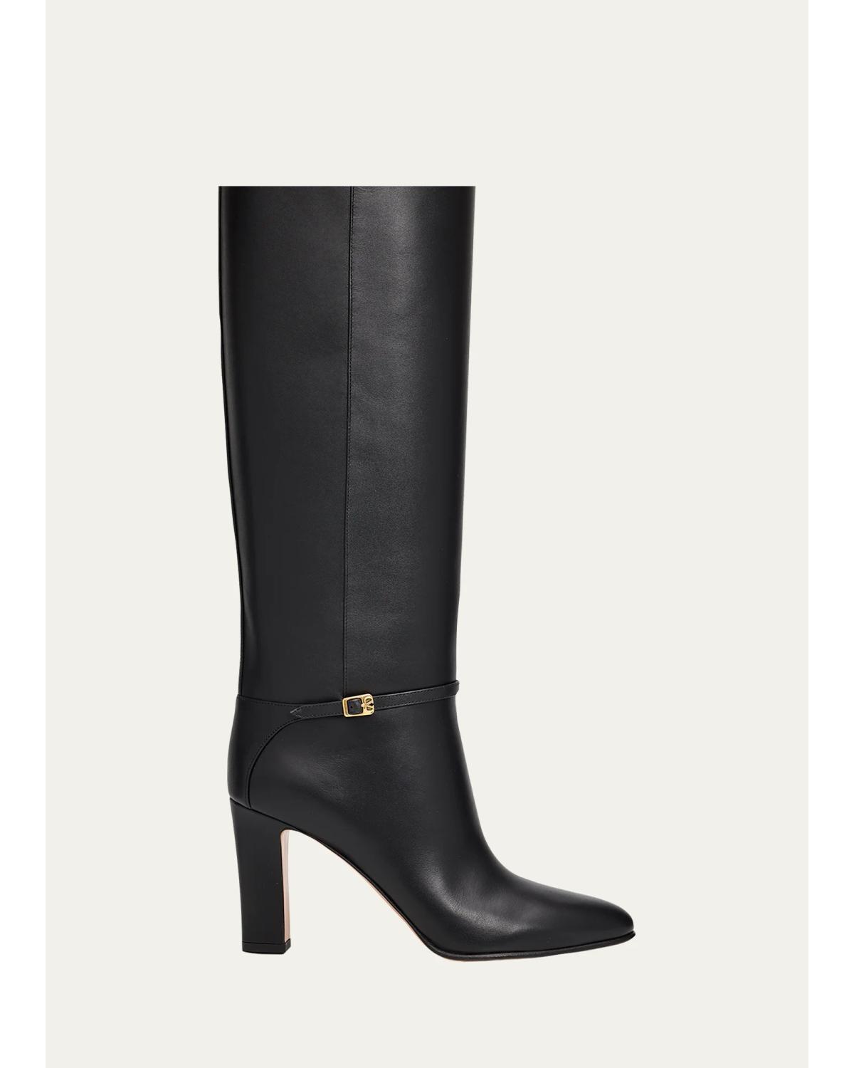 85mm Pattie Leather Knee-High Boots