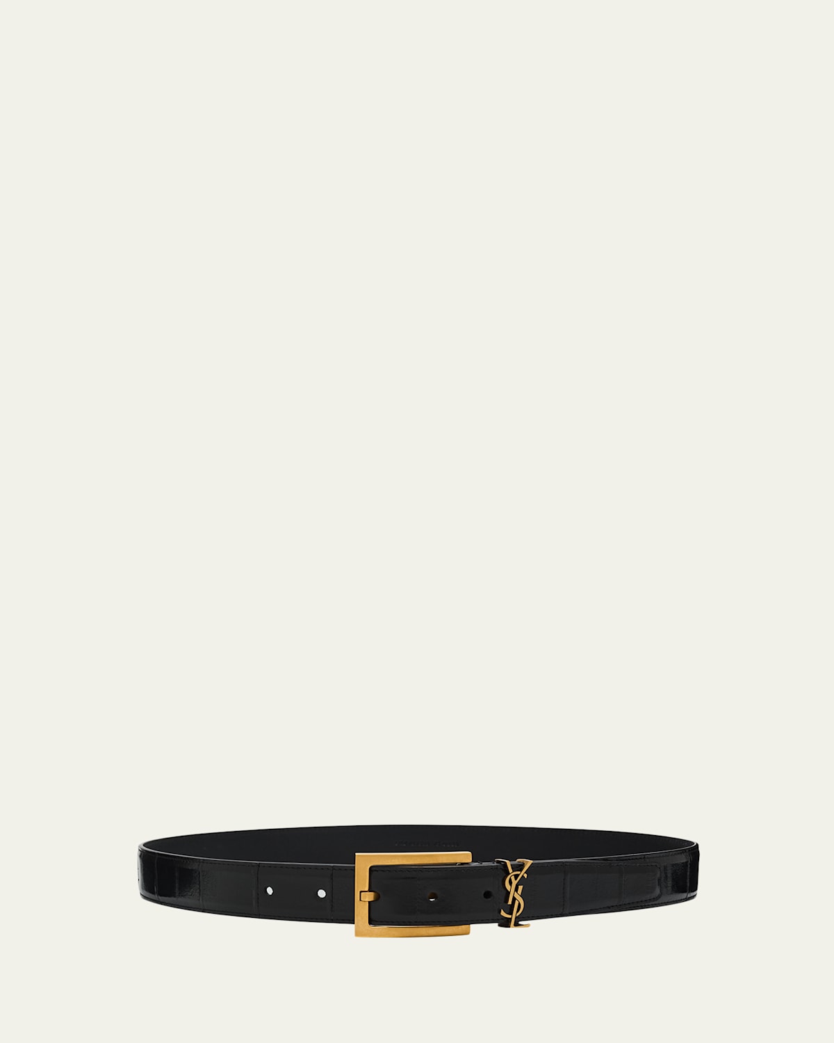 Saint Laurent Cassandre Belt In Eel Leather In Black