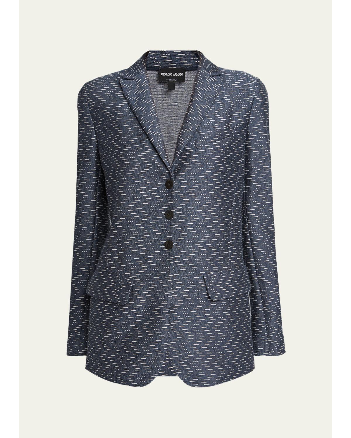 Zigzag Jacquard Cashmere Single-Breasted Jacket