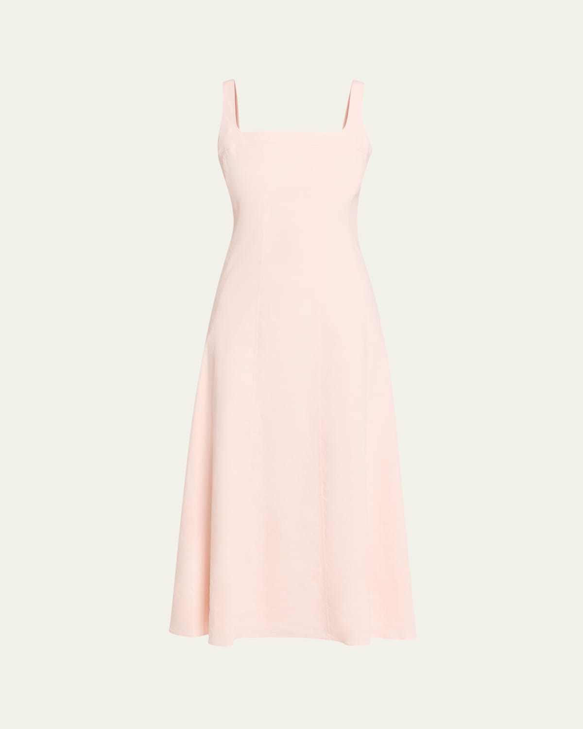 Sleeveless Square-Neck Seamed Midi Dress
