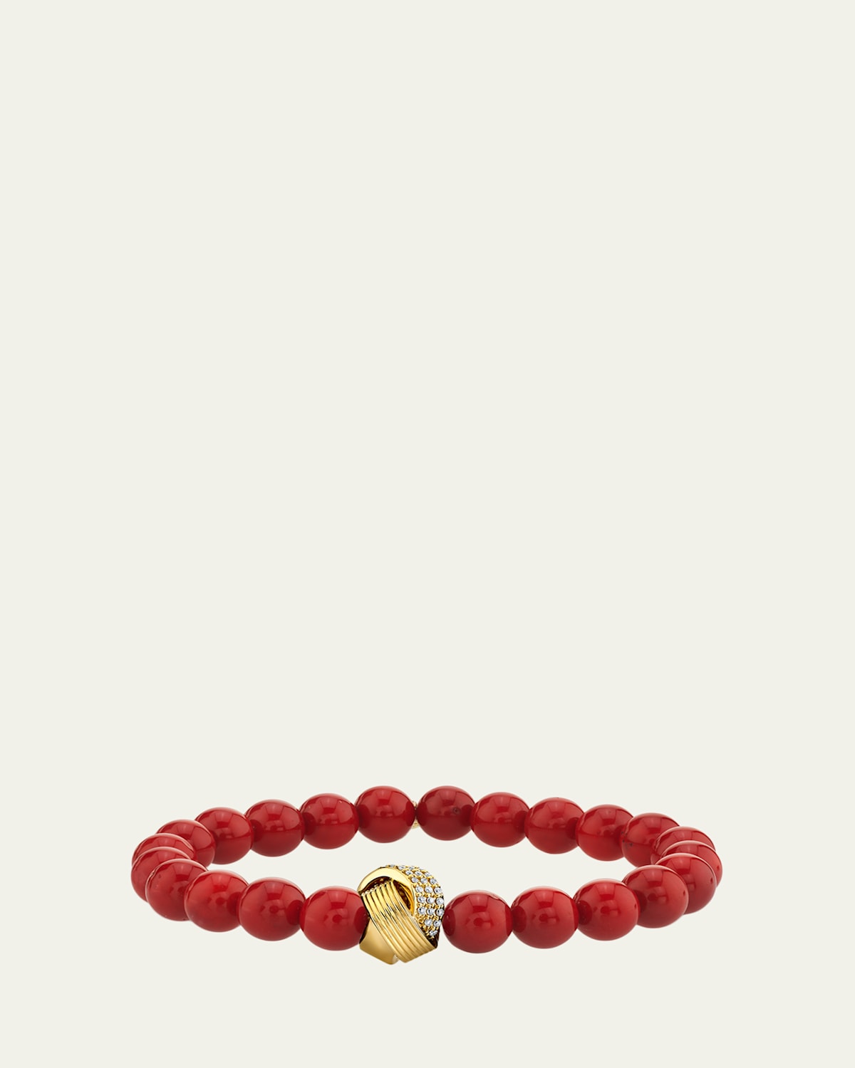 Sydney Evan 14K Diamond Tri-Linked Rondelle on Red Jade Stretch Bracelet | Thumbnail 4 Sydney Evan 14K Diamond Tri-Linked Rondelle on Red Jade Stretch Bracelet | Thumbnail 4