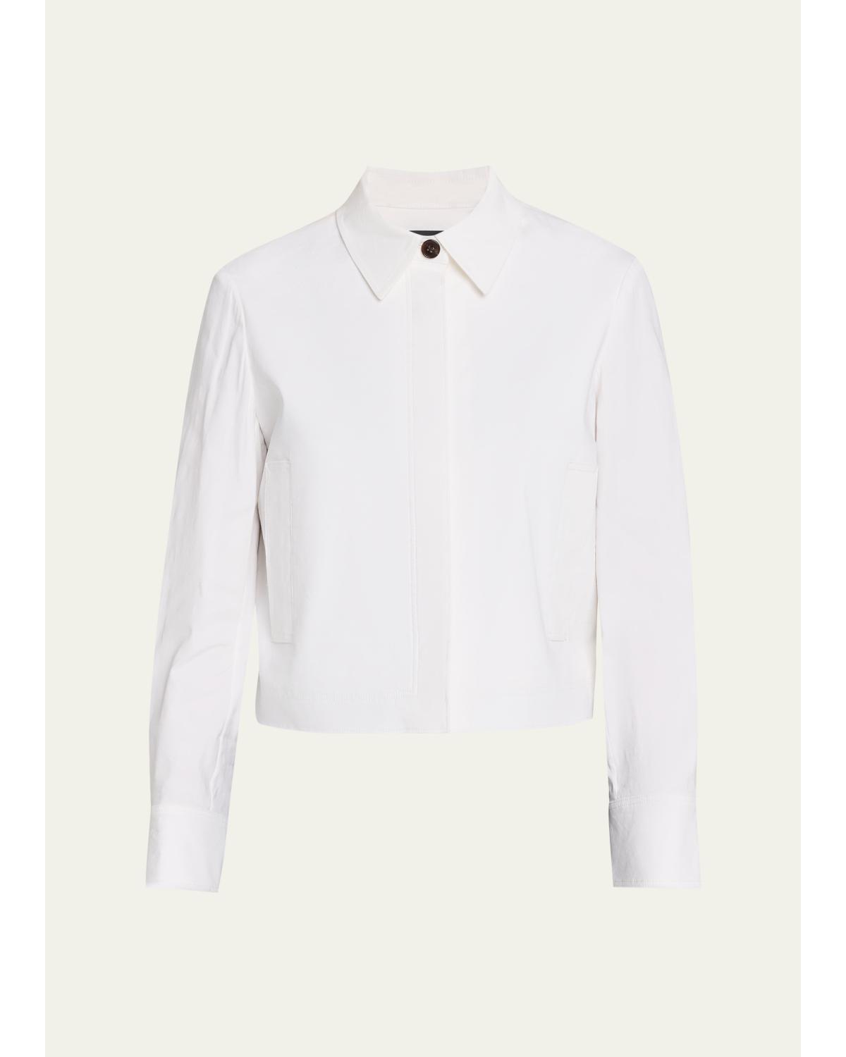 Cropped Linen-Blend Shirt Jacket