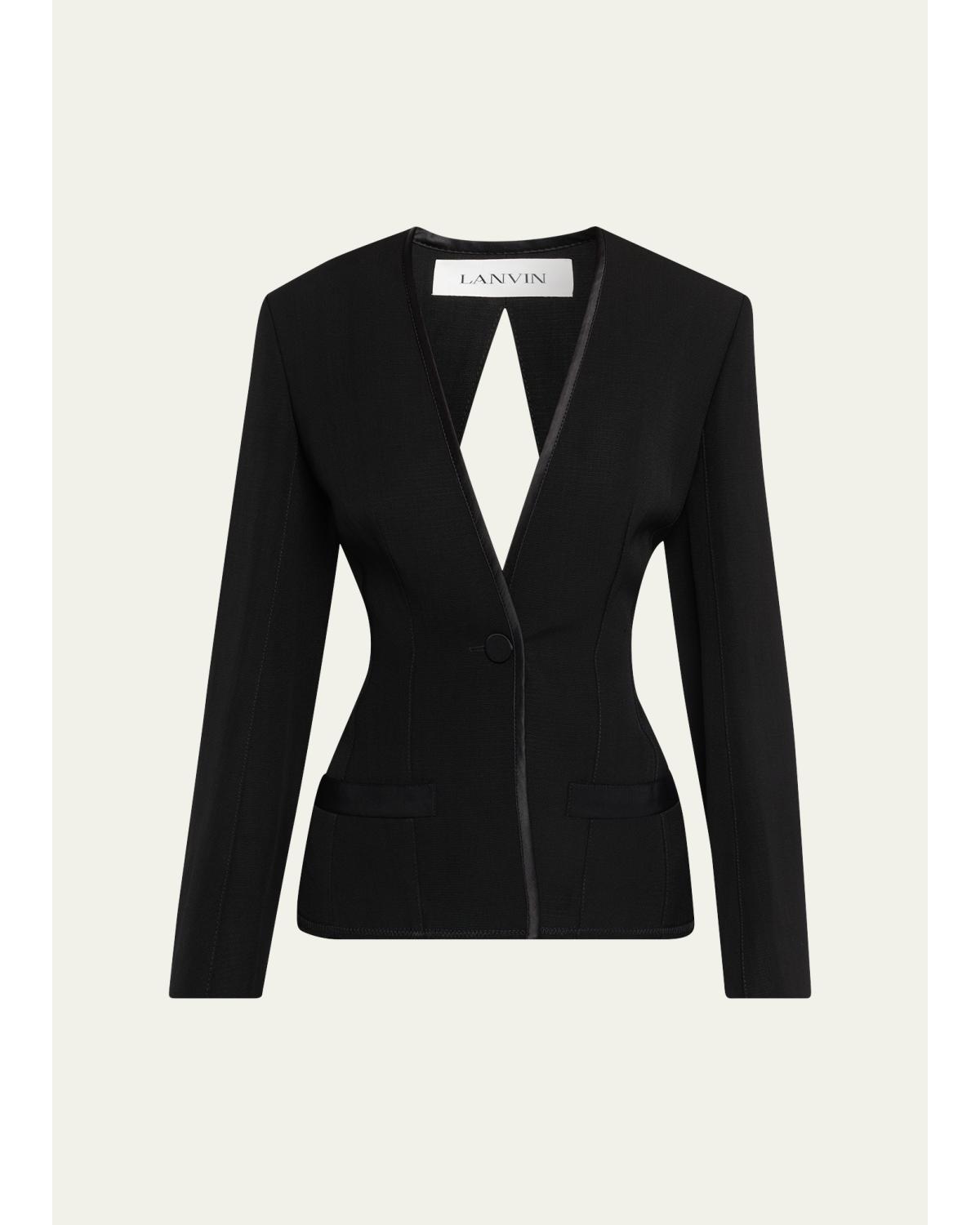 Single-Breasted Silk-Blend Backless Jacket