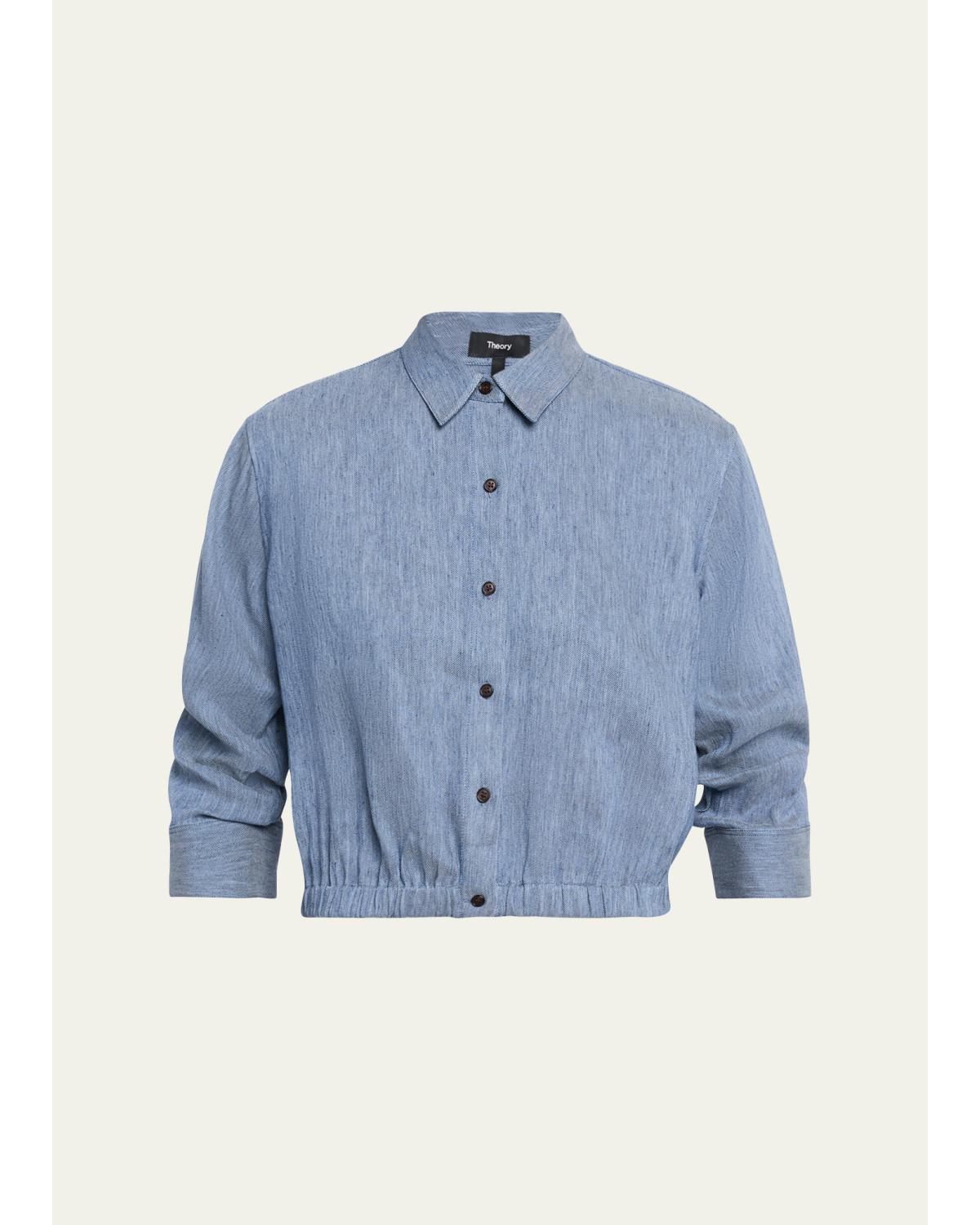 Cropped Button-Front Shirt