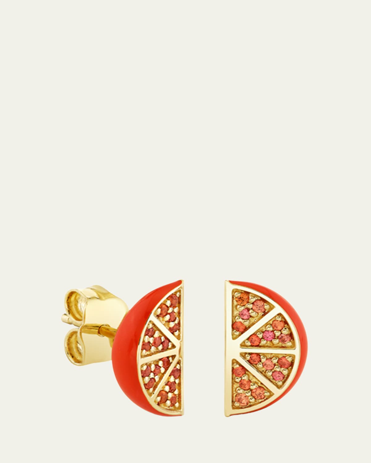 Sydney Evan 14K Sapphire Orange Slice Stud Earrings | Thumbnail 5 Sydney Evan 14K Sapphire Orange Slice Stud Earrings | Thumbnail 5