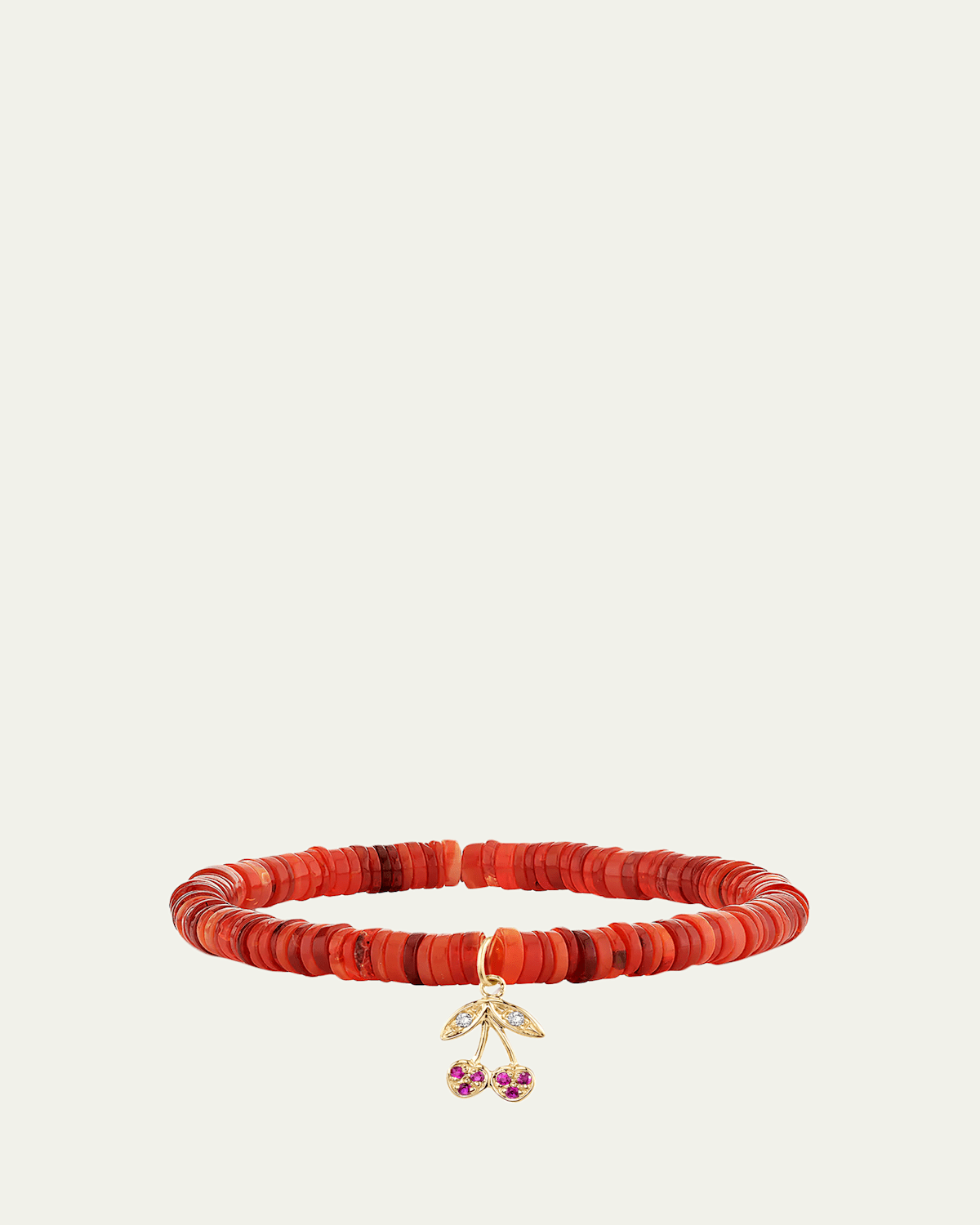 Sydney Evan 14K Diamond and Ruby Cherry on Red Opal Stretch Bracelet | Thumbnail 4 Sydney Evan 14K Diamond and Ruby Cherry on Red Opal Stretch Bracelet | Thumbnail 4