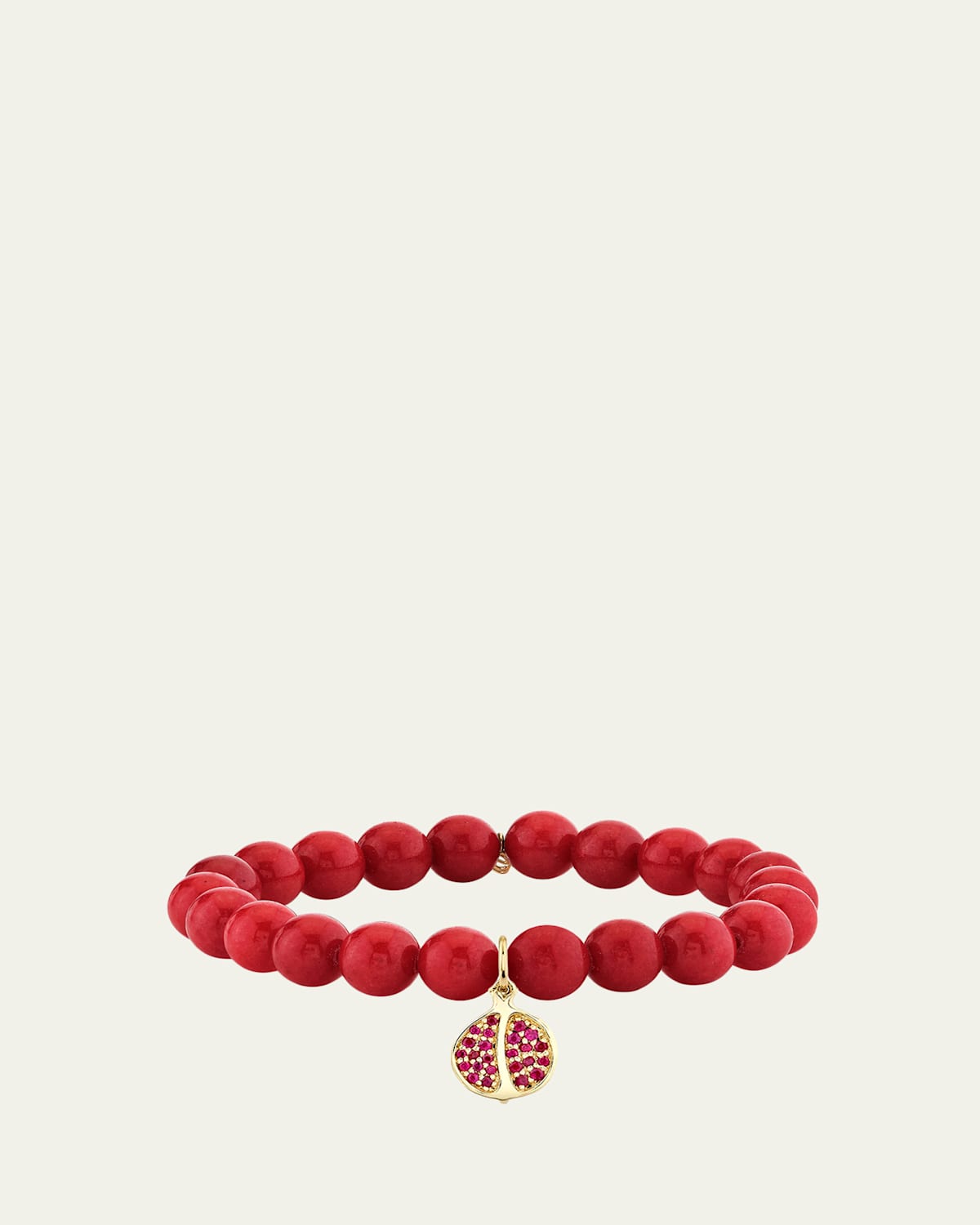 Sydney Evan 14K Ruby Pomegranate on Red Jade Beaded Stretch Bracelet | Thumbnail 4 Sydney Evan 14K Ruby Pomegranate on Red Jade Beaded Stretch Bracelet | Thumbnail 4