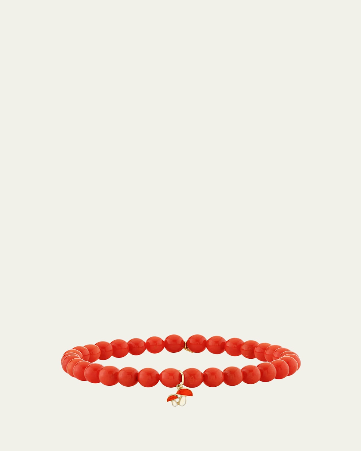 Sydney Evan 14K Mushroom Charm on Peach Coral Stretch Bracelet | Thumbnail 4 Sydney Evan 14K Mushroom Charm on Peach Coral Stretch Bracelet | Thumbnail 4
