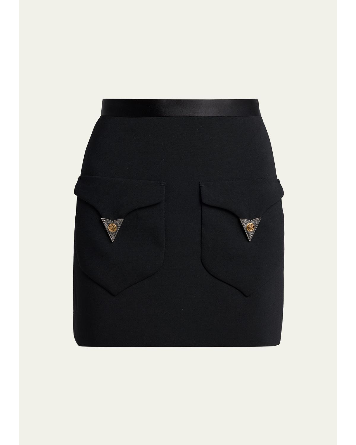 Versace Wool Mini Skirt In Black