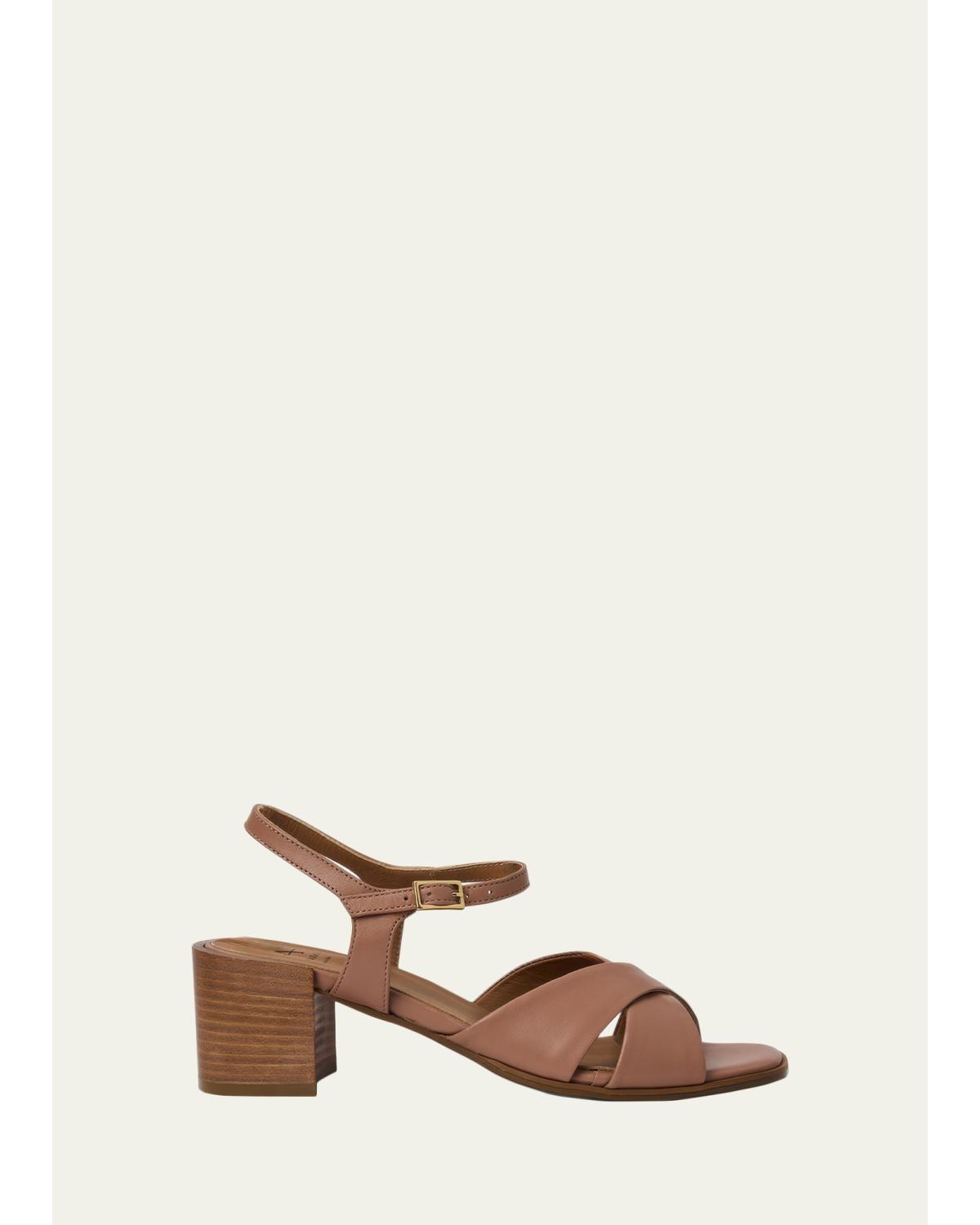 55Mm Domenica Leather Block-Heel Sandals