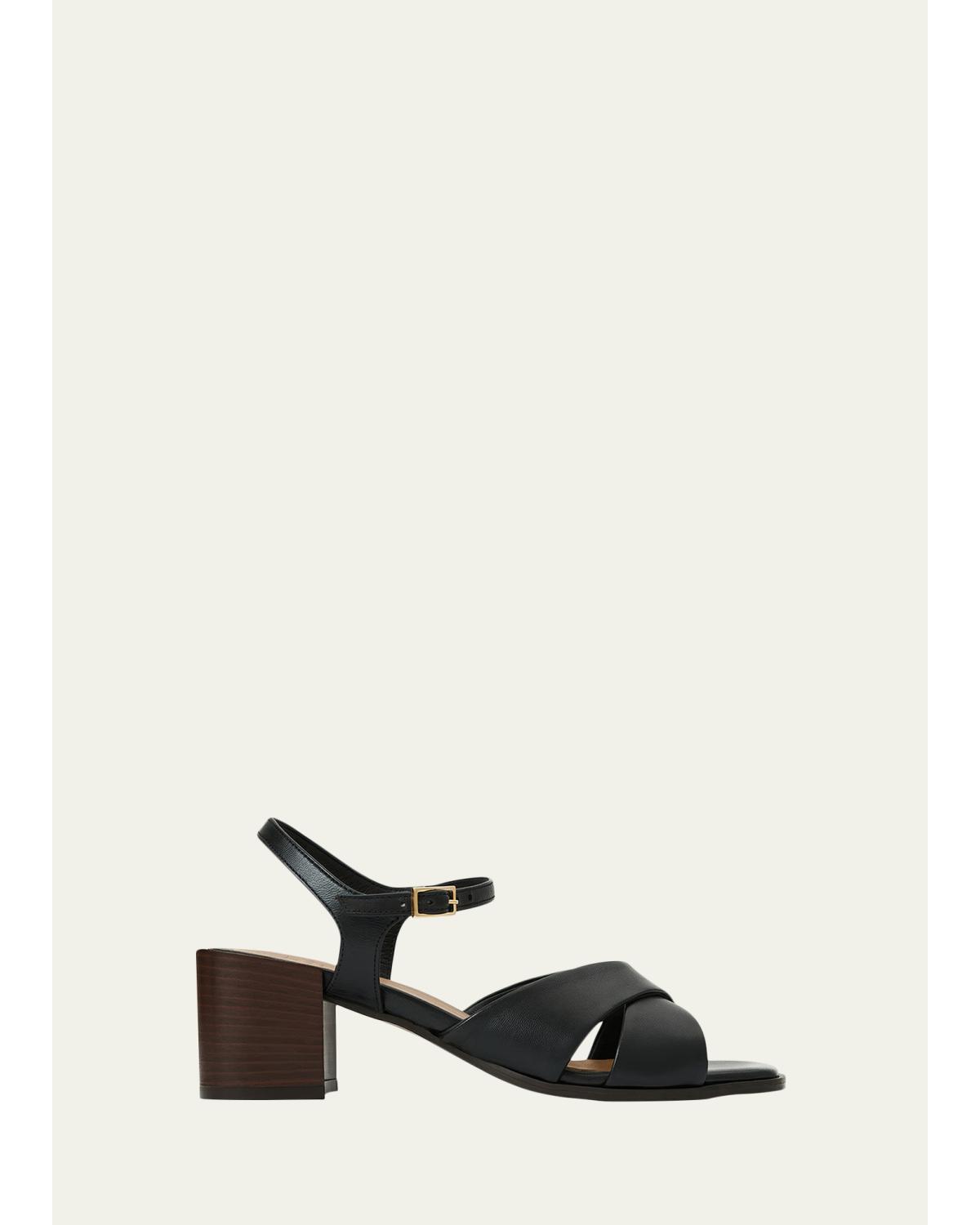 55Mm Domenica Leather Block-Heel Sandals