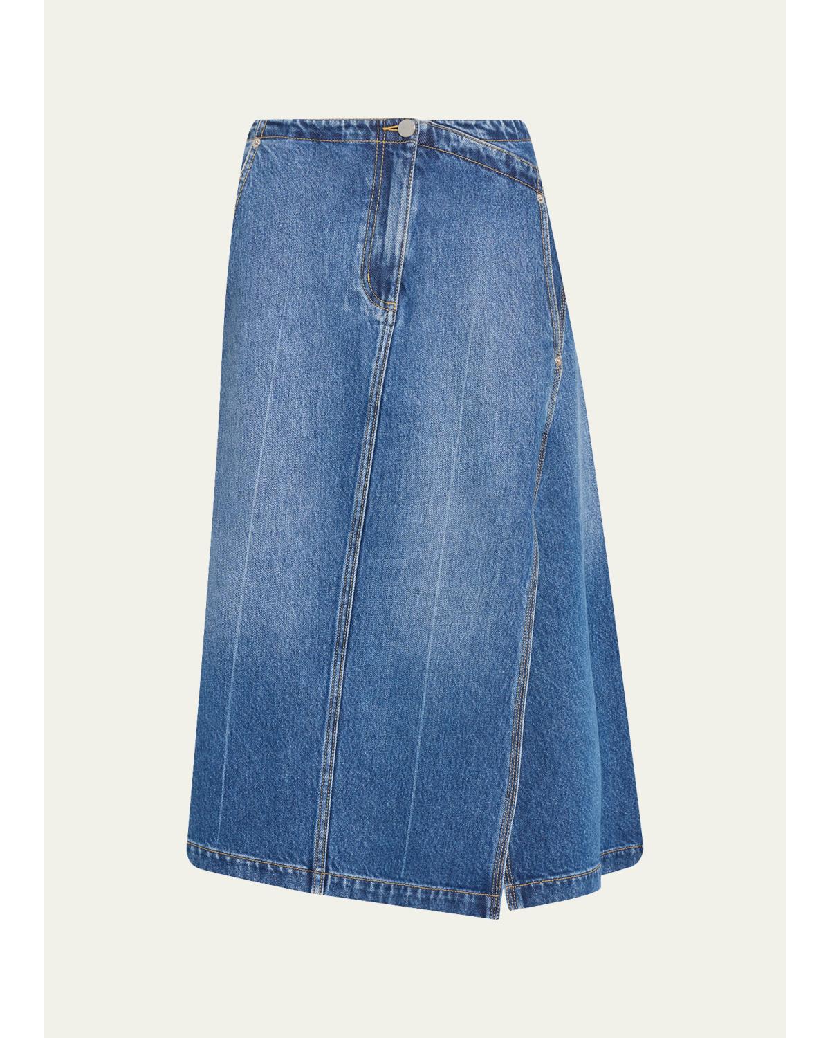 Asymmetric Denim Midi