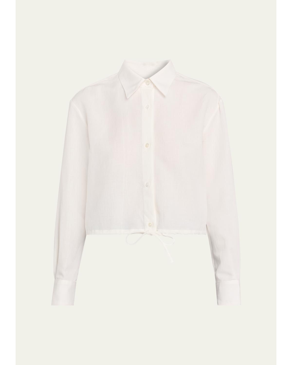 The Riva Drawstring Linen-Blend Shirt