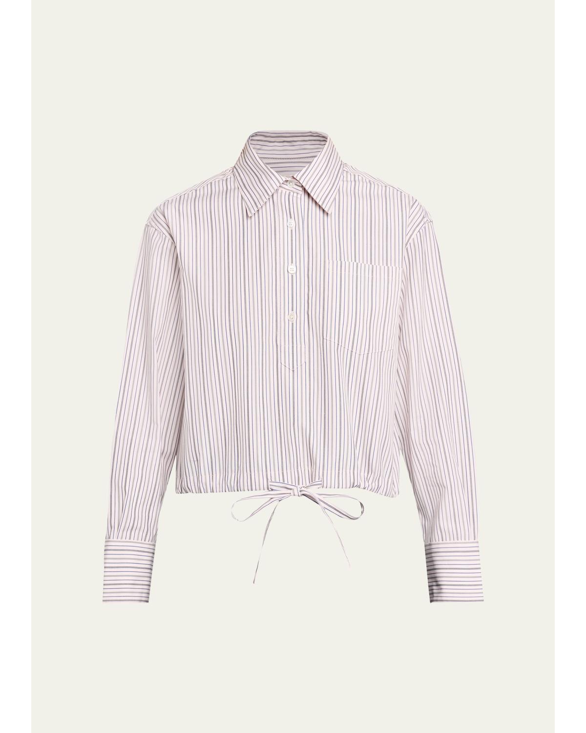 The Cc Striped Drawstring Cotton Shirt