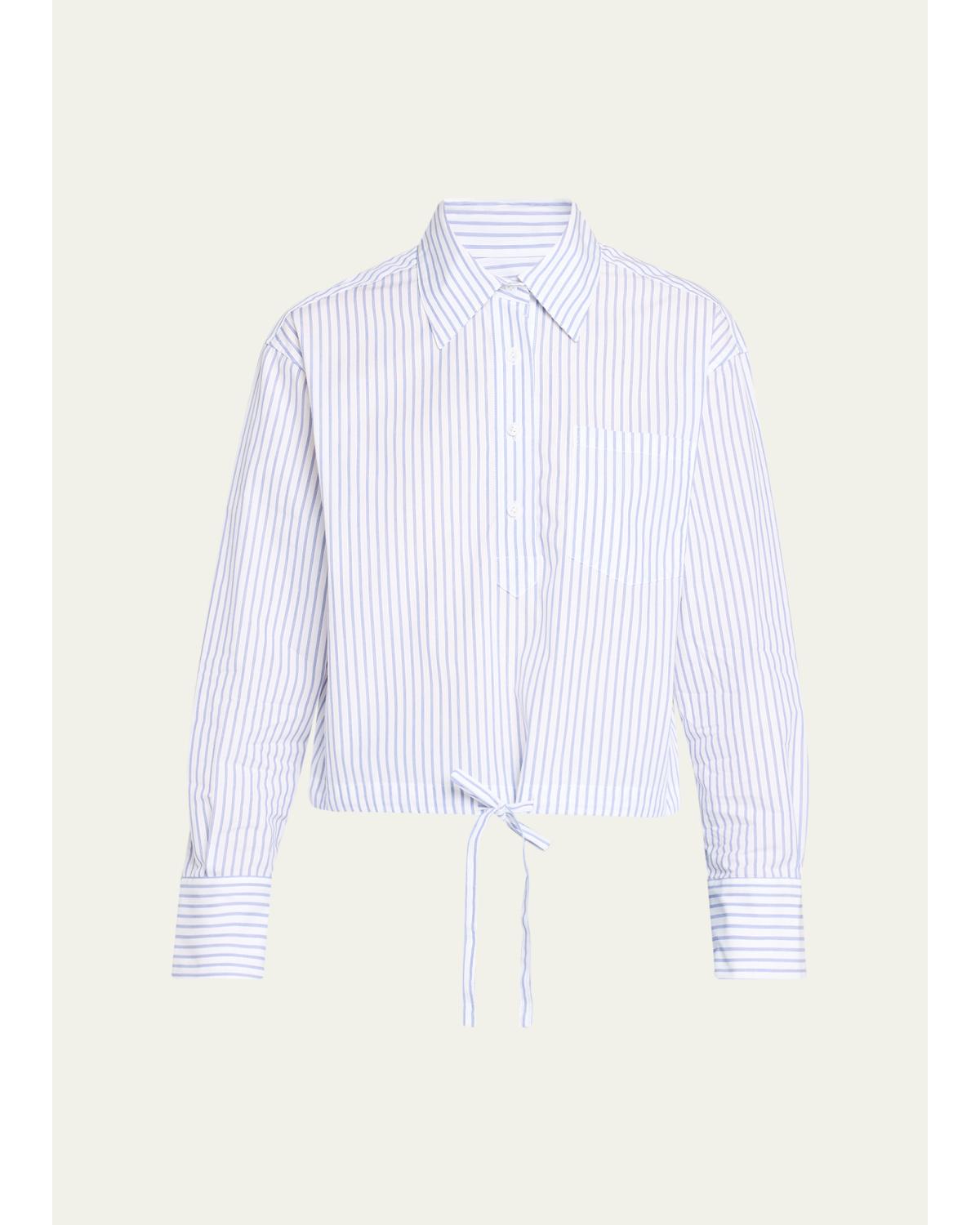 The Cc Striped Drawstring Cotton Shirt