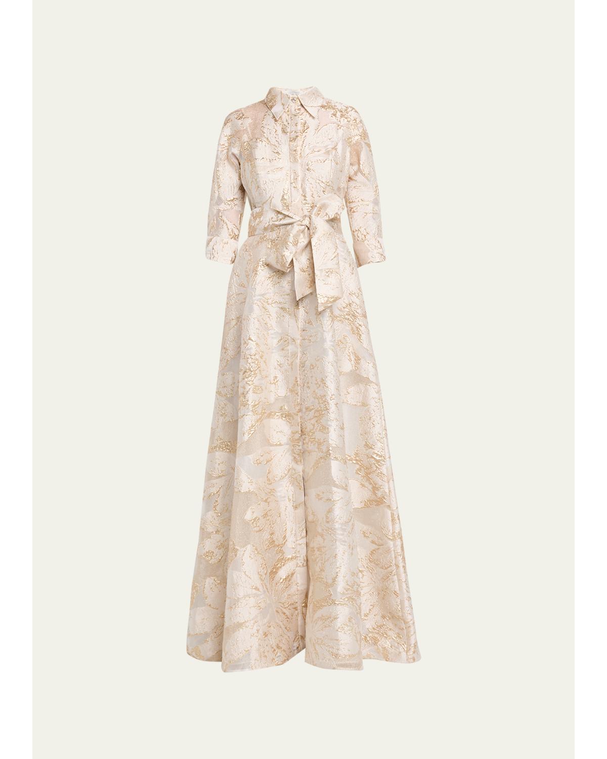 Metallic Jacquard Midi Shirtdress