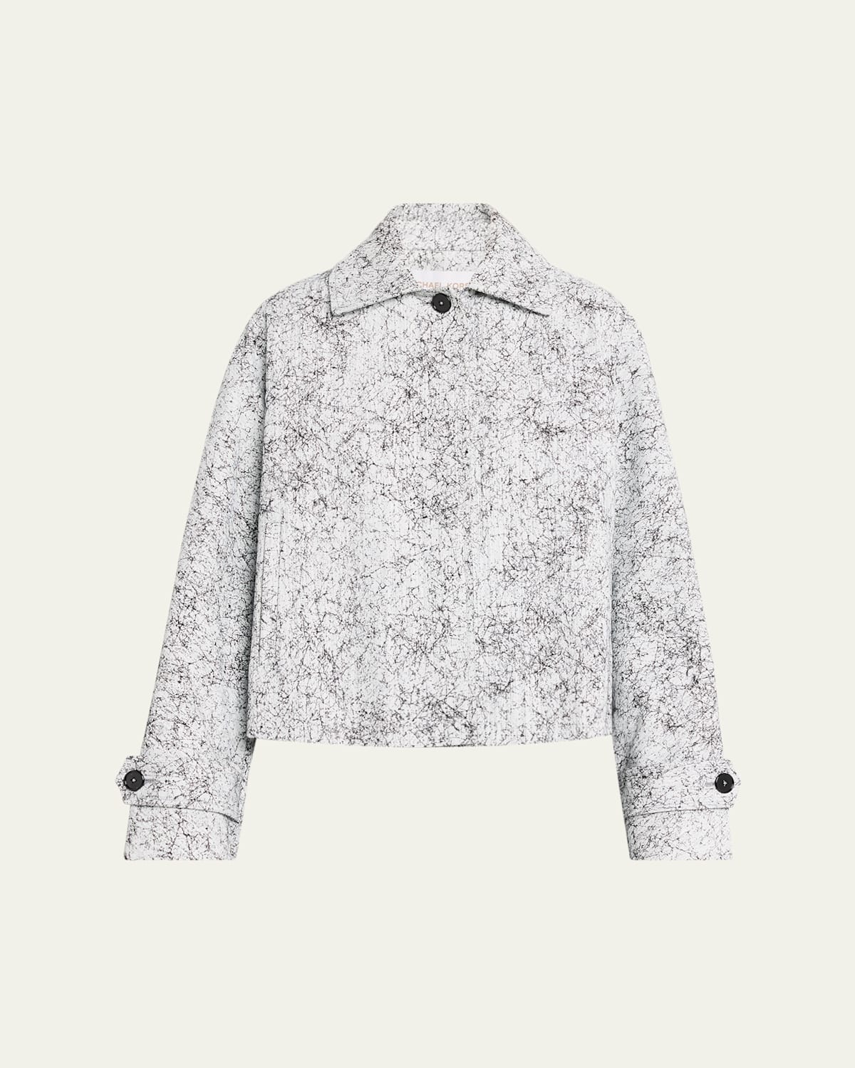 Michael Kors Balmacaan Cracked-print Cotton Jacket In Multi
