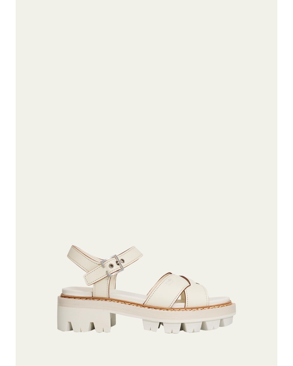 55Mm Leather Platform Sandals