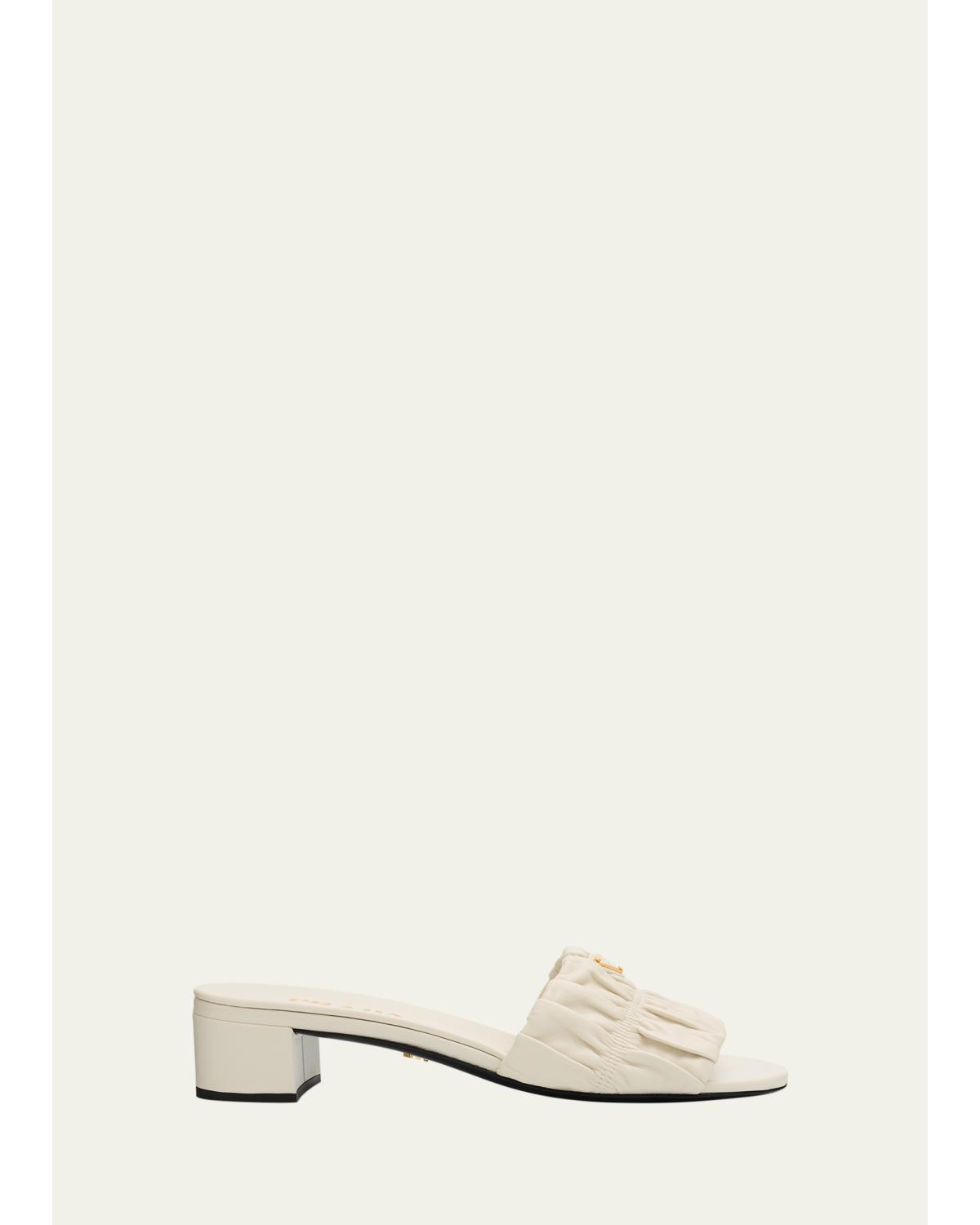 35Mm Matelasse Nappa Leather Block-Heel Sandals