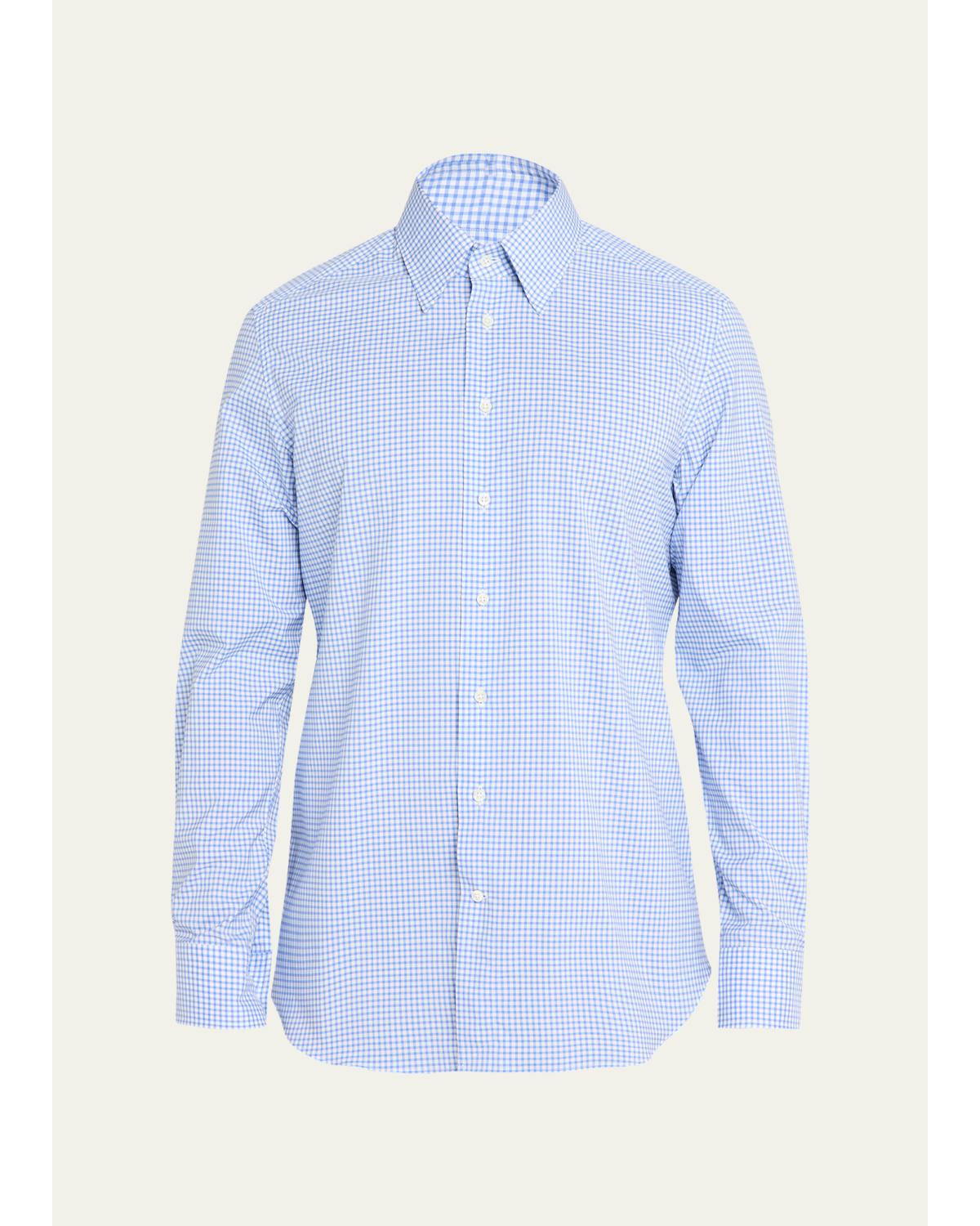 Men'S Cotton Check Button-Down Shirt