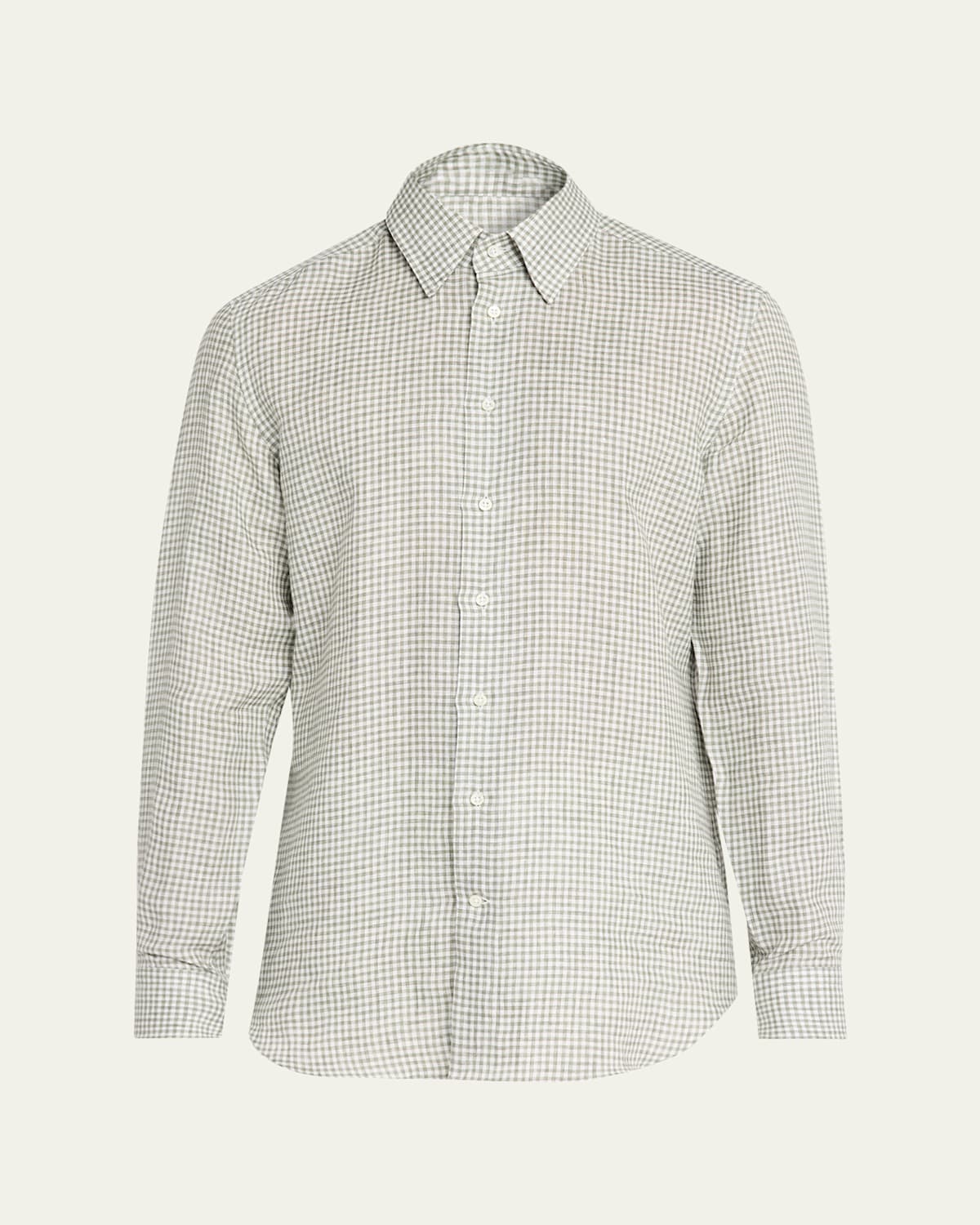 Bergdorf Goodman Men's Linen Gingham Check Sport Shirt