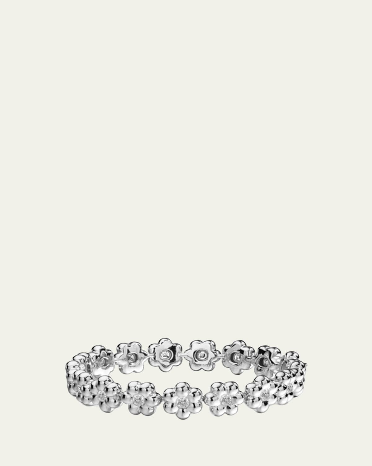 Boochier 18K Yellow Gold Round Diamond Flower Puff Bracelet
