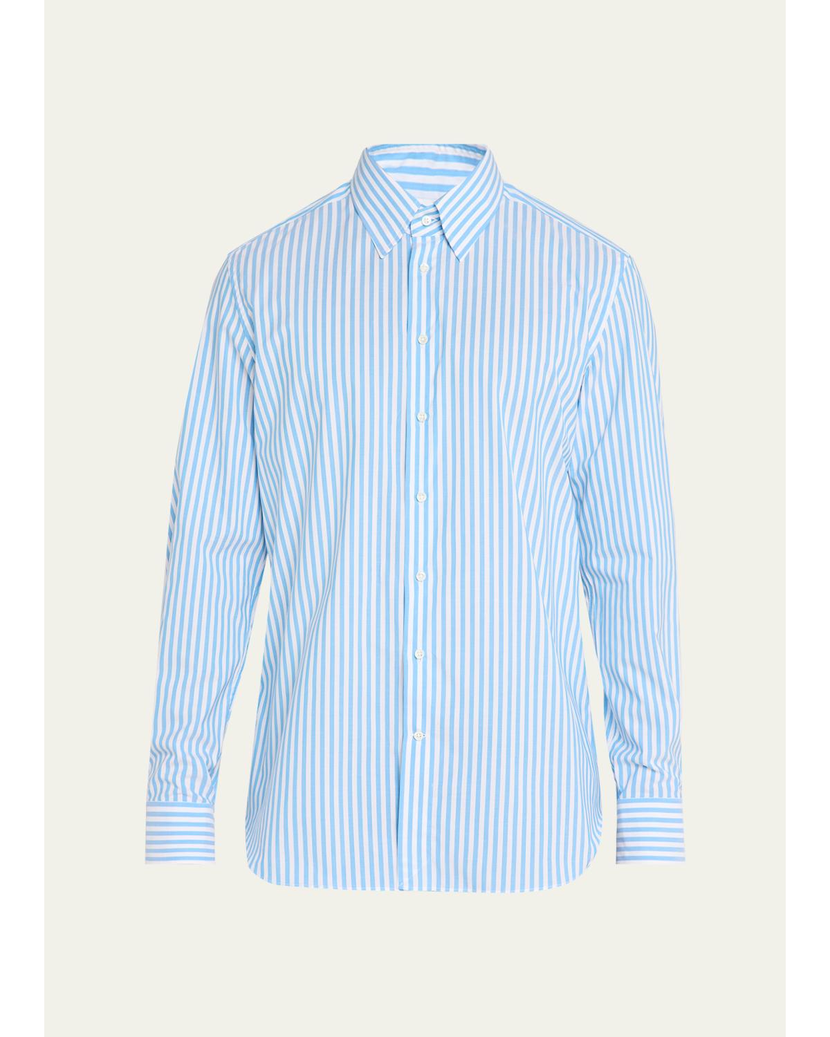 Men'S Striped Cotton Button-Down Shirt