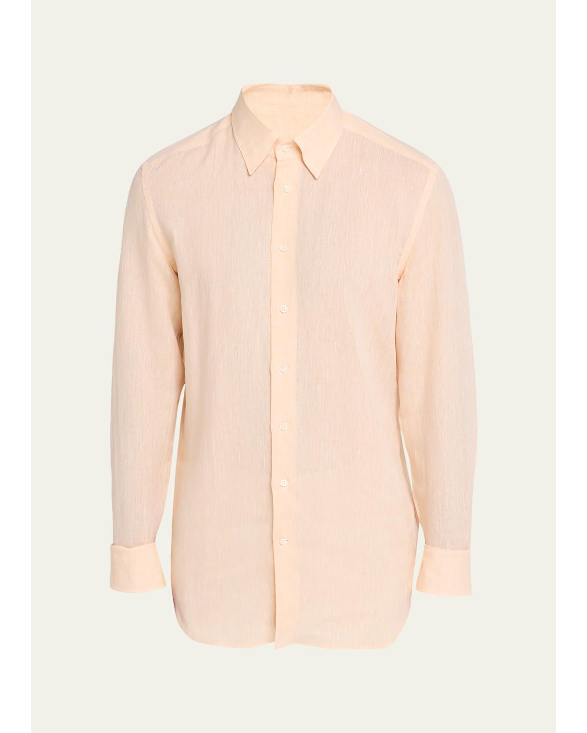 Men'S Heathered Cotton Button-Down Shirt
