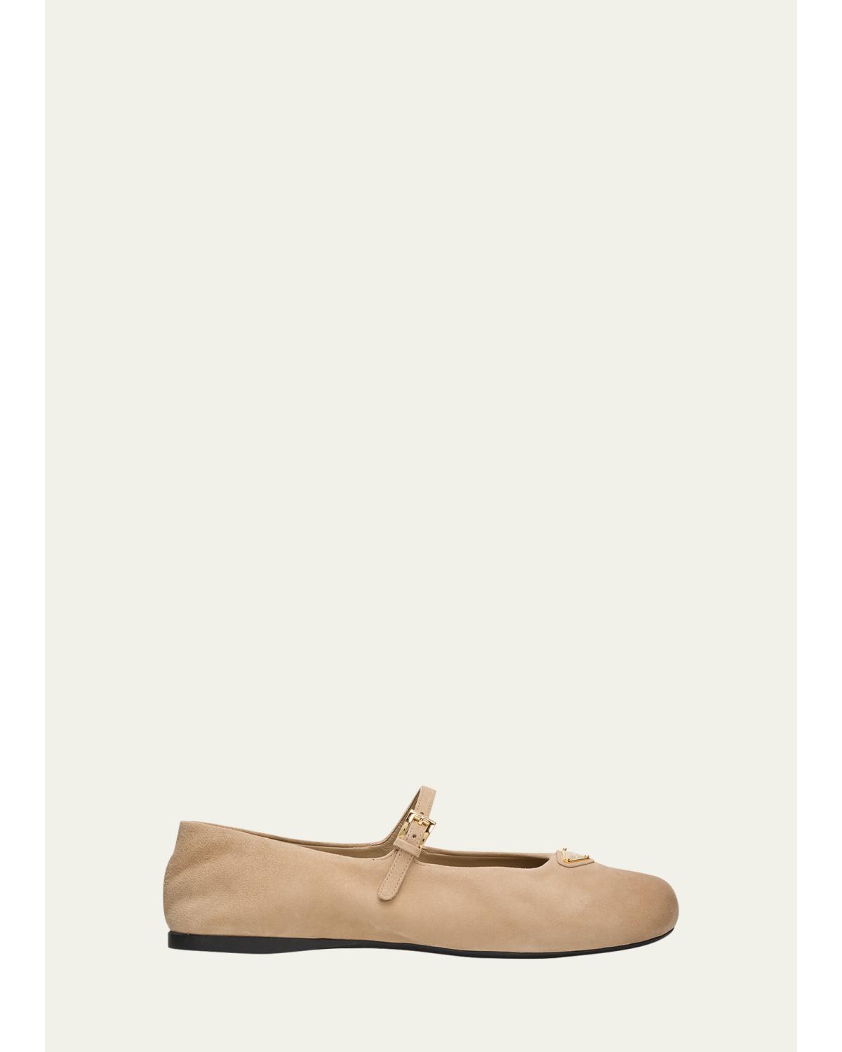 Suede Mary Jane Ballerina Flats